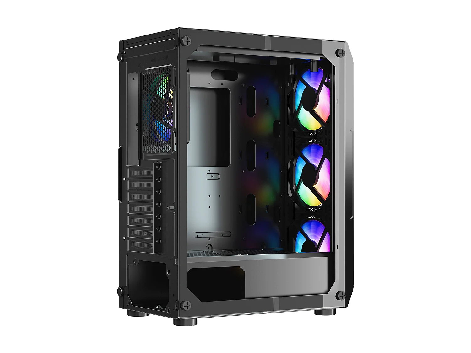 Boîtier PC Gaming SucceBuy, Panneau en Verre Trempé, Protection contre la Poussière, 4 Ventilateurs ARGB de 12cm, Compatible avec les GPU jusqu'à 32cm de Long