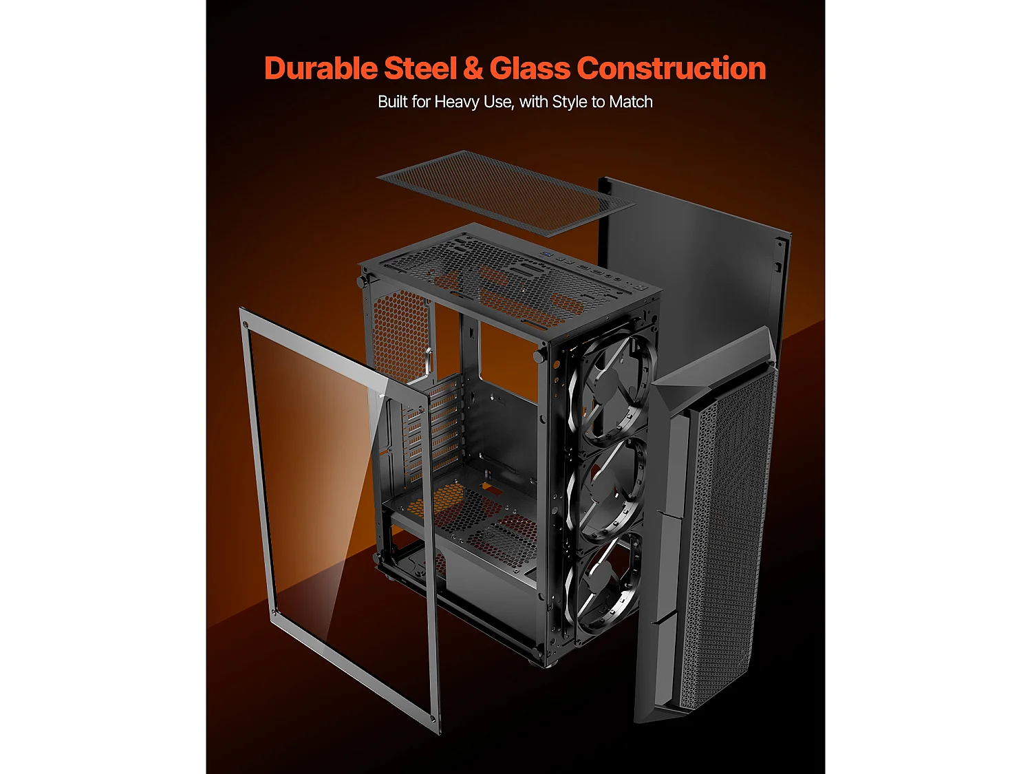 Boîtier PC Gaming SucceBuy, Panneau en Verre Trempé, Protection contre la Poussière, 4 Ventilateurs ARGB de 12cm, Compatible avec les GPU jusqu'à 32cm de Long