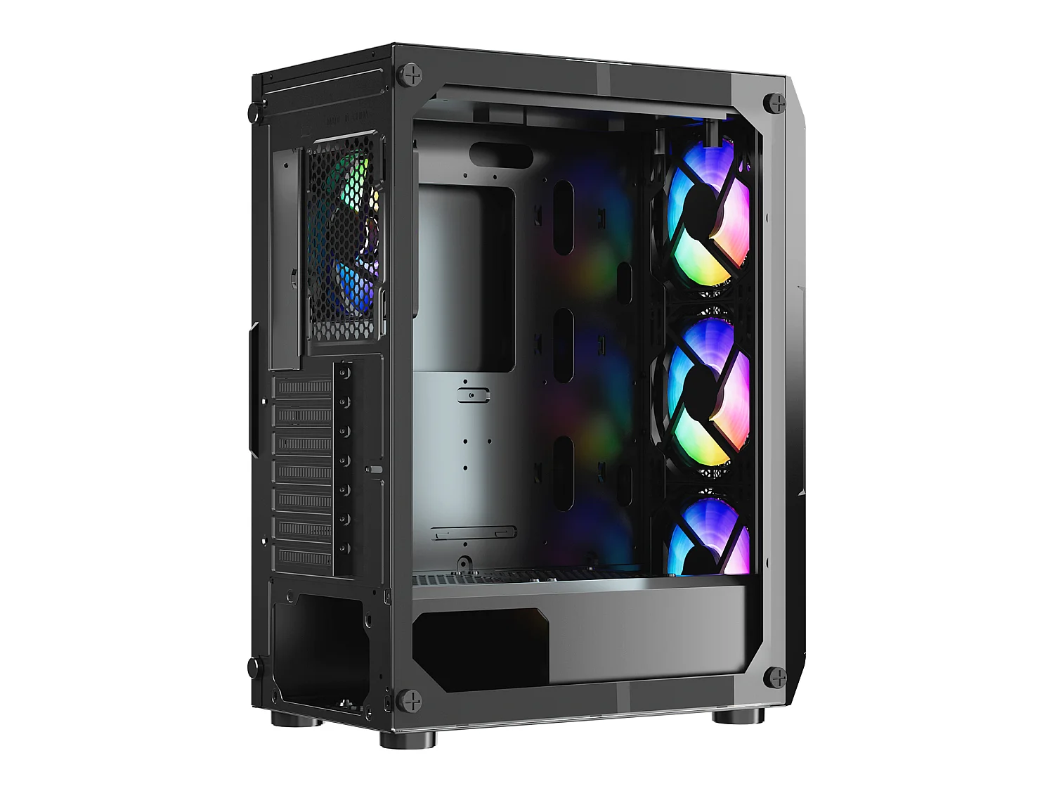 Boîtier PC Gaming SucceBuy, Panneau en Verre Trempé, Protection contre la Poussière, 4 Ventilateurs ARGB de 12cm, Compatible avec les GPU jusqu'à 32cm de Long