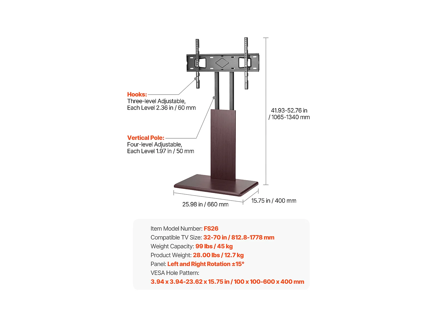 Support TV à Roulettes Universel SucceBuy Chariot TV Mobile avec Multiprise, Pivotant et Hauteur Réglable, Jusqu'à 45 kg, Pour Écrans 812,8-1778 mm