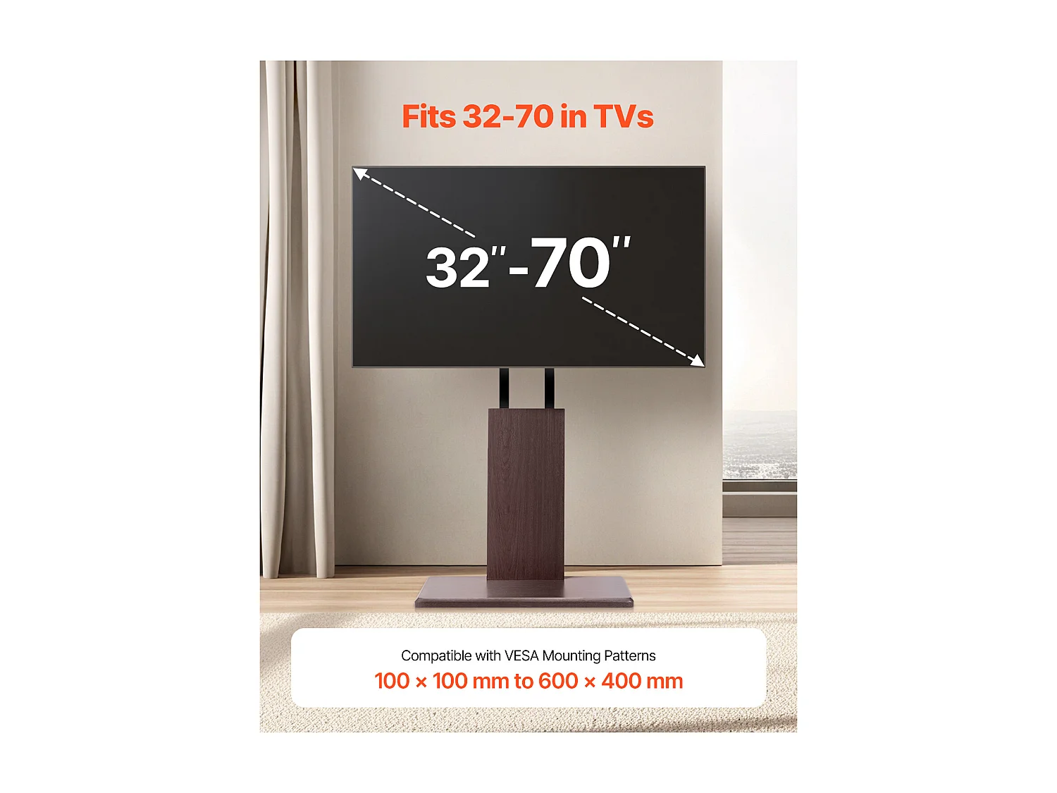 Support TV à Roulettes Universel SucceBuy Chariot TV Mobile avec Multiprise, Pivotant et Hauteur Réglable, Jusqu'à 45 kg, Pour Écrans 812,8-1778 mm