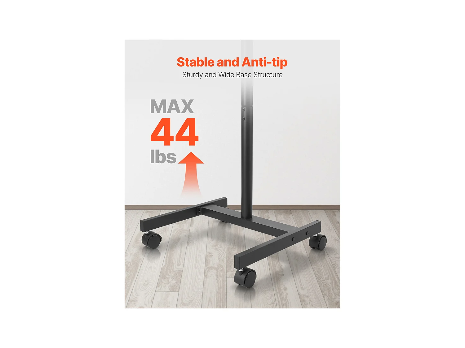 TV-Standaard op Wieltjes SucceBuy Mobiele TV-Wagen en Draagbare TV-Standaard op Voet, Voor TV's/LED/LCD/OLED van 431,8 tot 1397 mm, Tot 20 kg