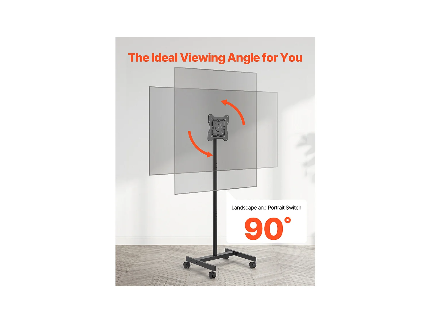 TV-Standaard op Wieltjes SucceBuy Mobiele TV-Wagen en Draagbare TV-Standaard op Voet, Voor TV's/LED/LCD/OLED van 431,8 tot 1397 mm, Tot 20 kg
