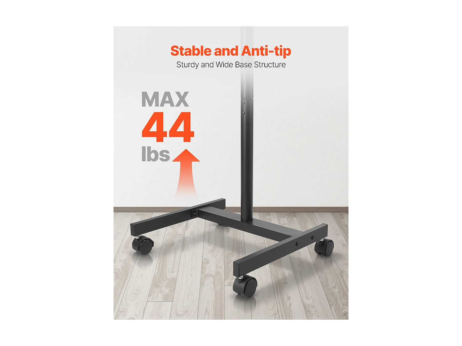 TV-Standaard op Wieltjes SucceBuy Mobiele TV-Wagen en Draagbare TV-Standaard op Voet, Voor TV's/LED/LCD/OLED van 431,8 tot 1397 mm, Tot 20 kg