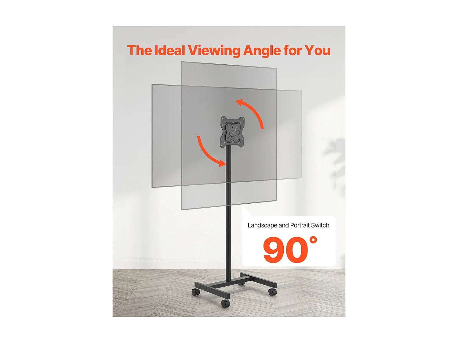 TV-Standaard op Wieltjes SucceBuy Mobiele TV-Wagen en Draagbare TV-Standaard op Voet, Voor TV's/LED/LCD/OLED van 431,8 tot 1397 mm, Tot 20 kg