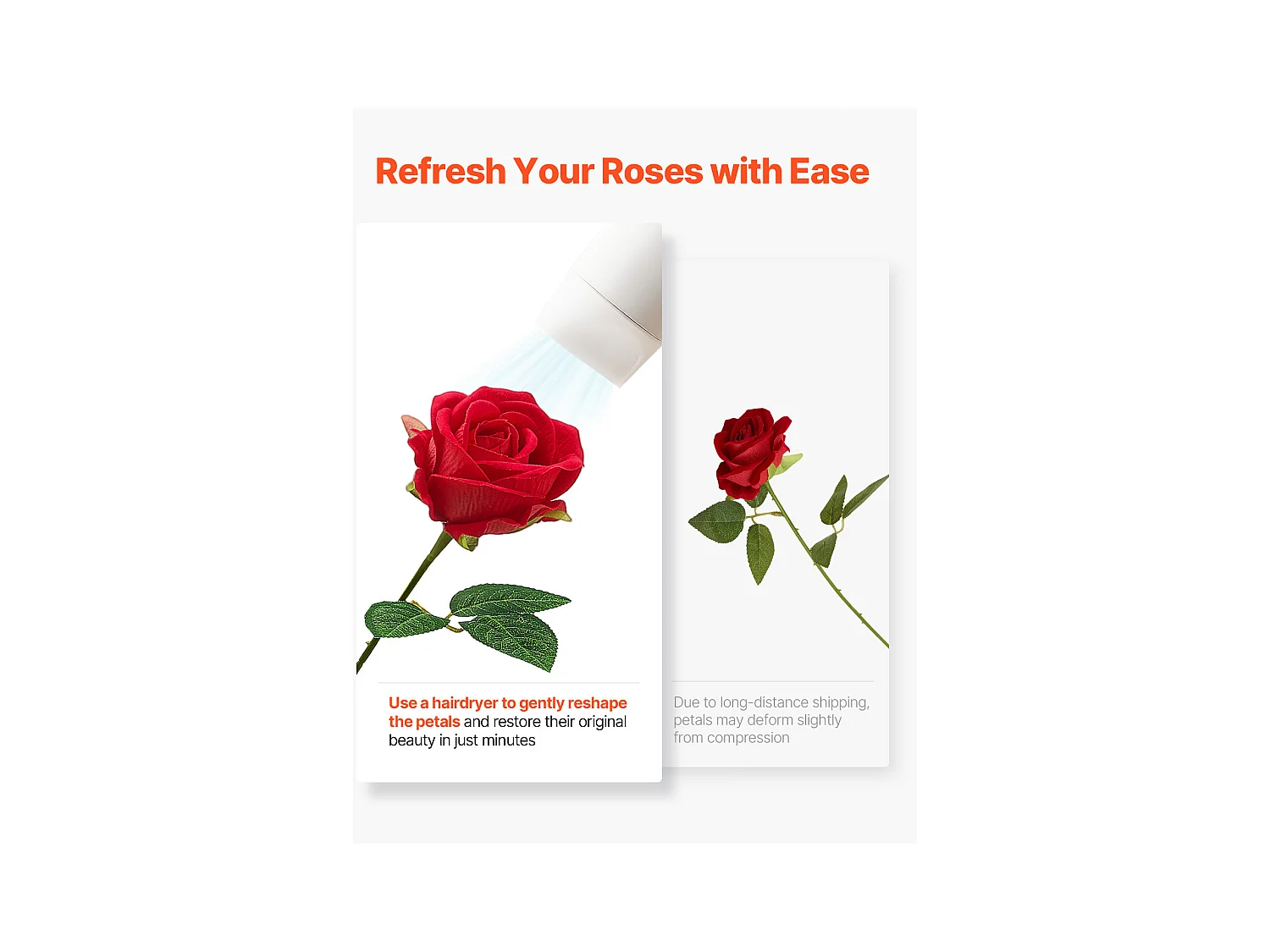 Rose Artificielle SucceBuy Fleurs Artificielles 508 mm Bouquets de Fausses Fleurs, Aspect Réaliste avec Tête de Rose 70 mm Rouge, Lot de 60