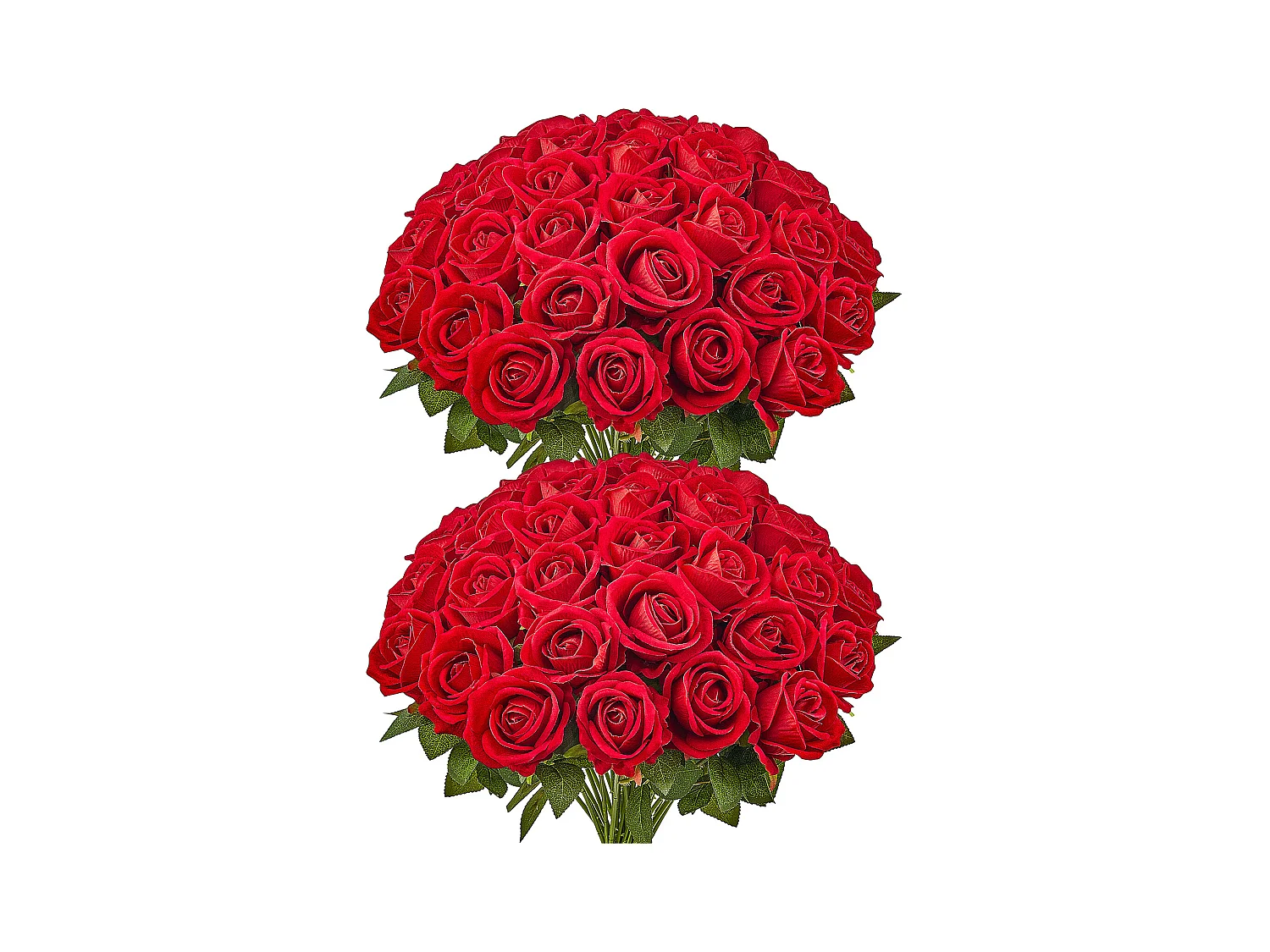 Rose Artificielle SucceBuy Fleurs Artificielles 508 mm Bouquets de Fausses Fleurs, Aspect Réaliste avec Tête de Rose 70 mm Rouge, Lot de 60
