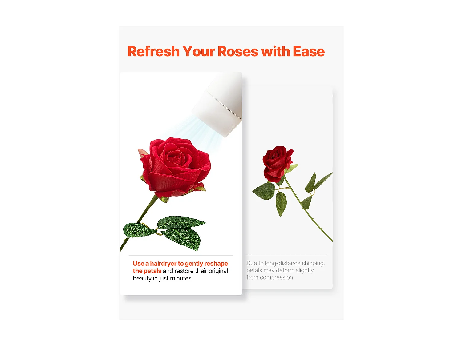 Rose Artificielle SucceBuy Fleurs Artificielles 508 mm Bouquets de Fausses Fleurs, Aspect Réaliste avec Tête de Rose 70 mm Rouge, Lot de 60