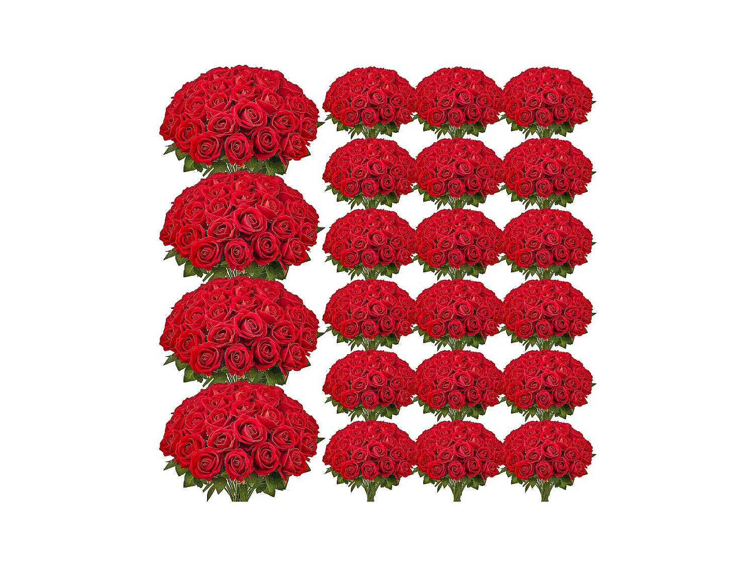 Rose Artificielle SucceBuy Fleurs Artificielles 508 mm Bouquets de Fausses Fleurs, Aspect Réaliste avec Tête de Rose 70 mm Rouge, Lot de 500