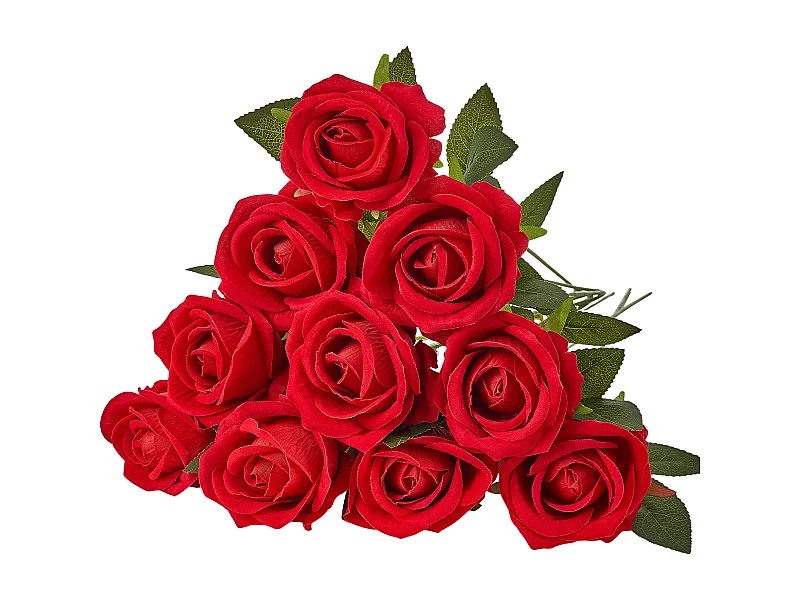 Rose Artificielle SucceBuy Fleurs Artificielles 508 mm Bouquets de Fausses Fleurs, Aspect Réaliste avec Tête de Rose 70 mm Rouge, Lot de 500