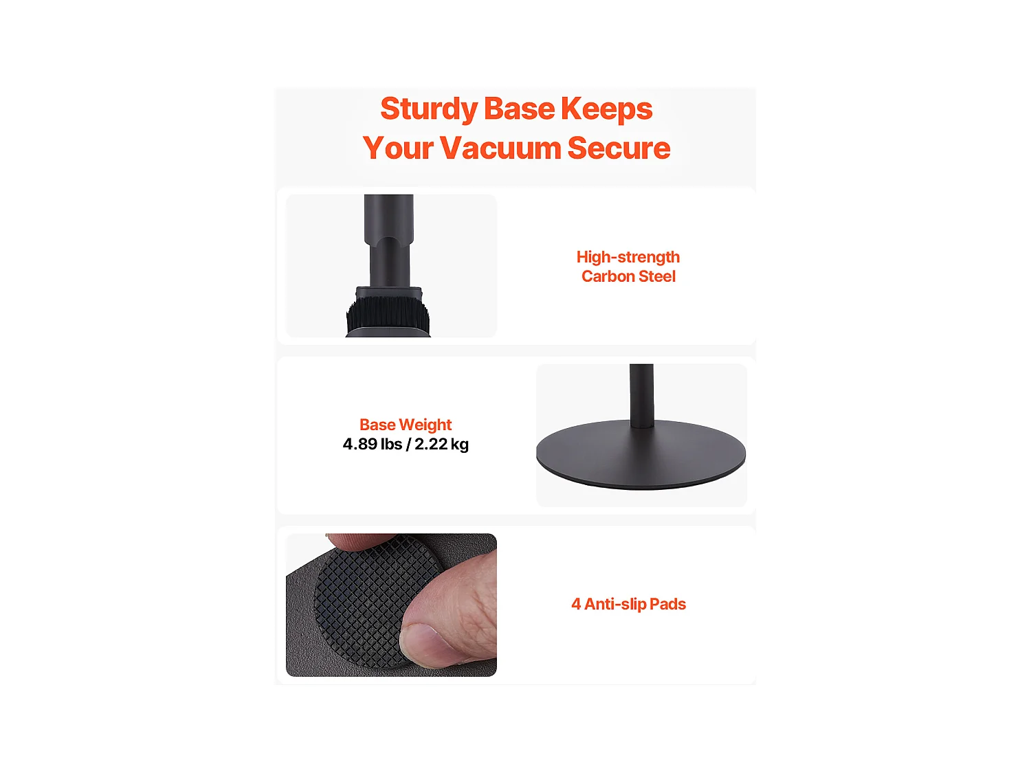 Support d'Aspirateur pour Dyson SucceBuy Compatible avec V7, V8, V10, V11, V12, V15, Porte-aspirateur Vertical  avec Accessoires, 3 Clips de Rangement de Brosses