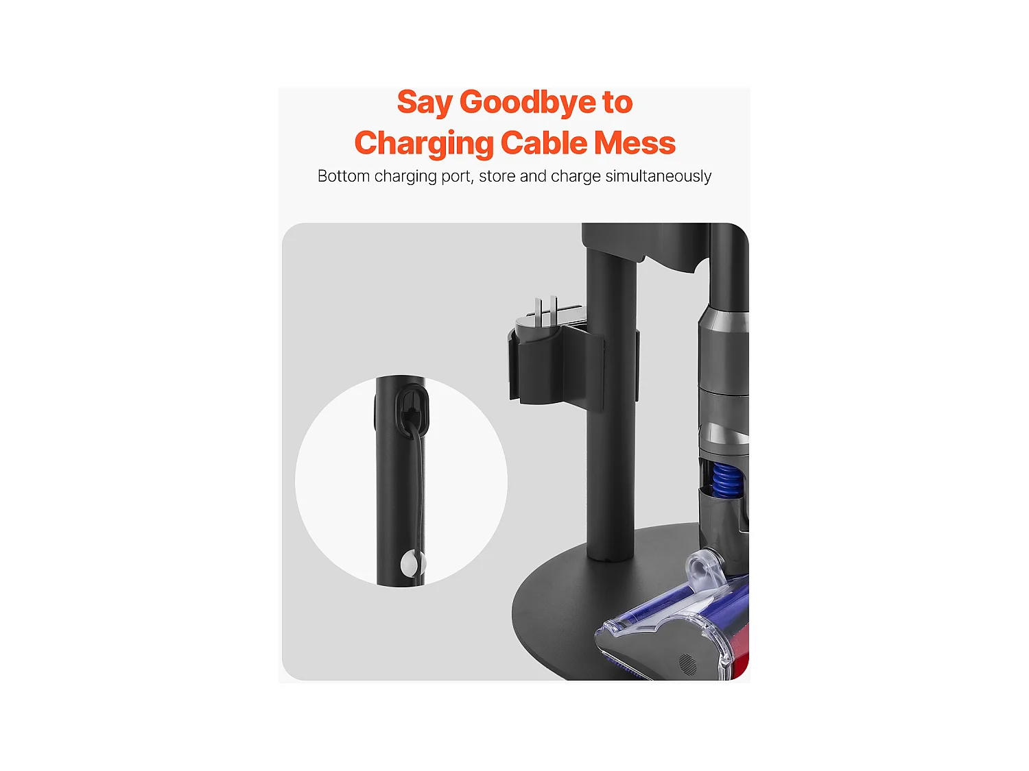 Support d'Aspirateur pour Dyson SucceBuy Compatible avec V7, V8, V10, V11, V12, V15, Porte-aspirateur Vertical  avec Accessoires, 3 Clips de Rangement de Brosses