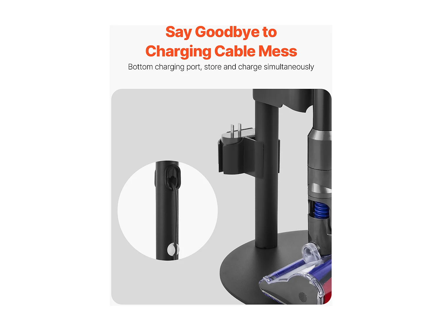 Support d'Aspirateur pour Dyson SucceBuy Compatible avec V7, V8, V10, V11, V12, V15, Porte-aspirateur Vertical  avec Accessoires, 3 Clips de Rangement de Brosses