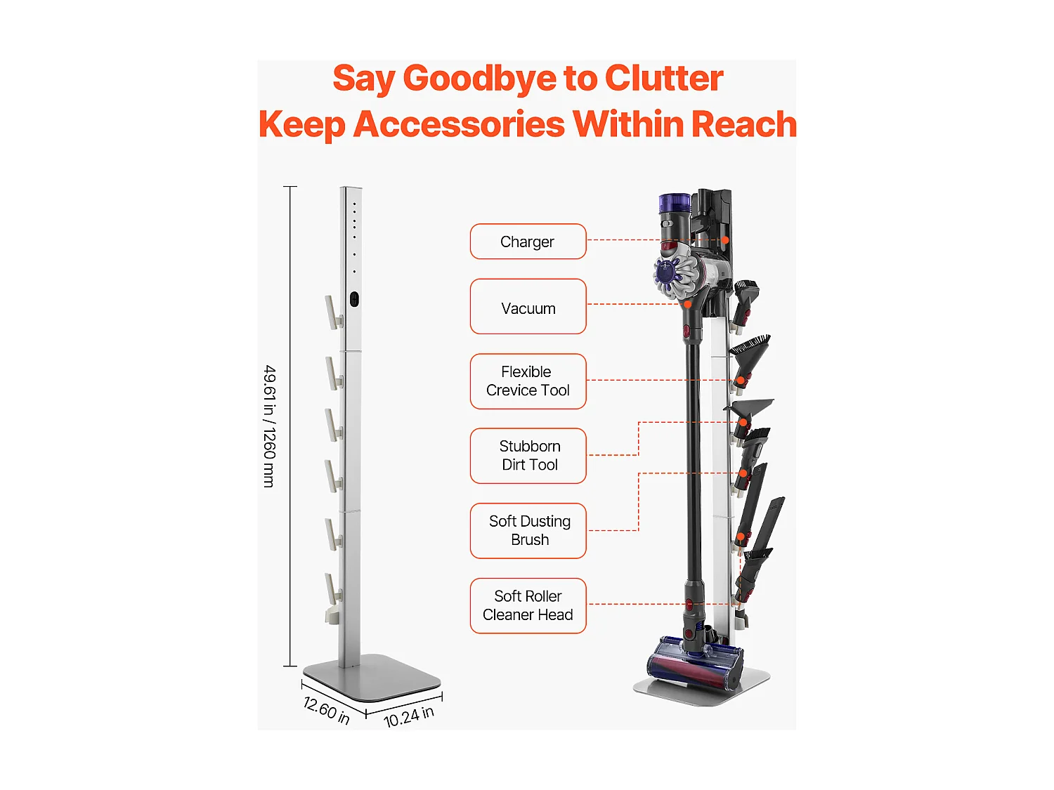 Soporte para Aspiradora Dyson SucceBuy Compatible con G5, V15, V12, V11, V10, V8, V7, V6, Soporte Vertical para Aspiradora con Accesorios, 6 Ganchos