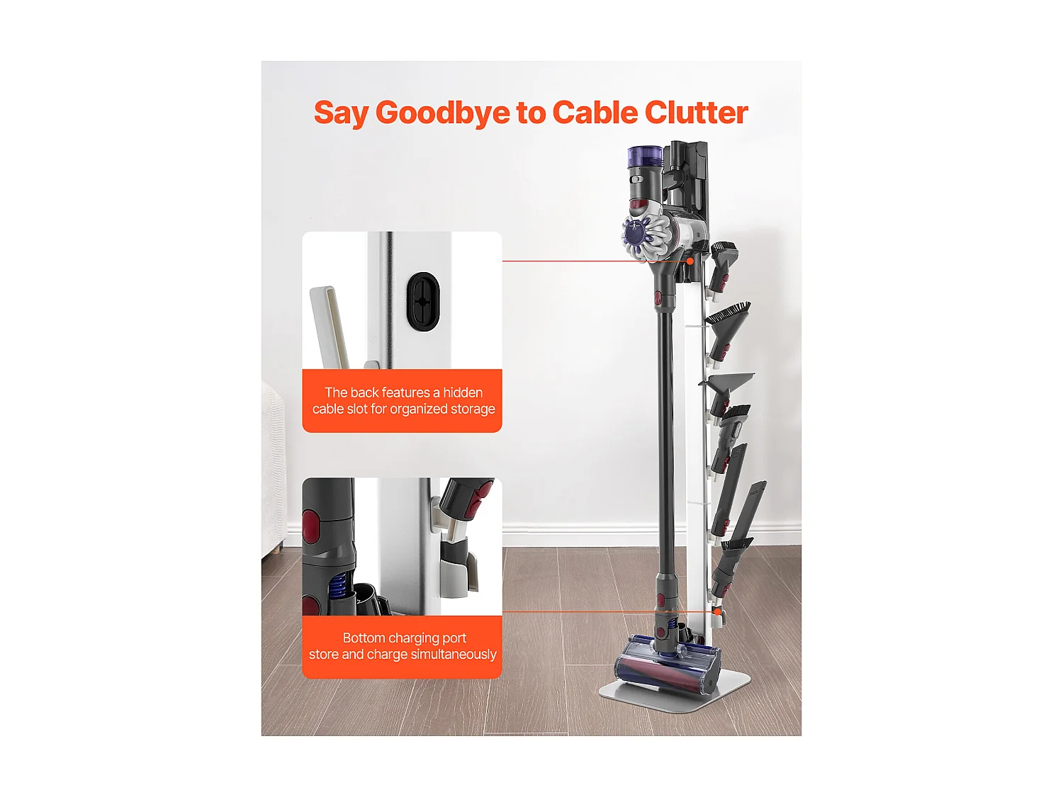 Soporte para Aspiradora Dyson SucceBuy Compatible con G5, V15, V12, V11, V10, V8, V7, V6, Soporte Vertical para Aspiradora con Accesorios, 6 Ganchos