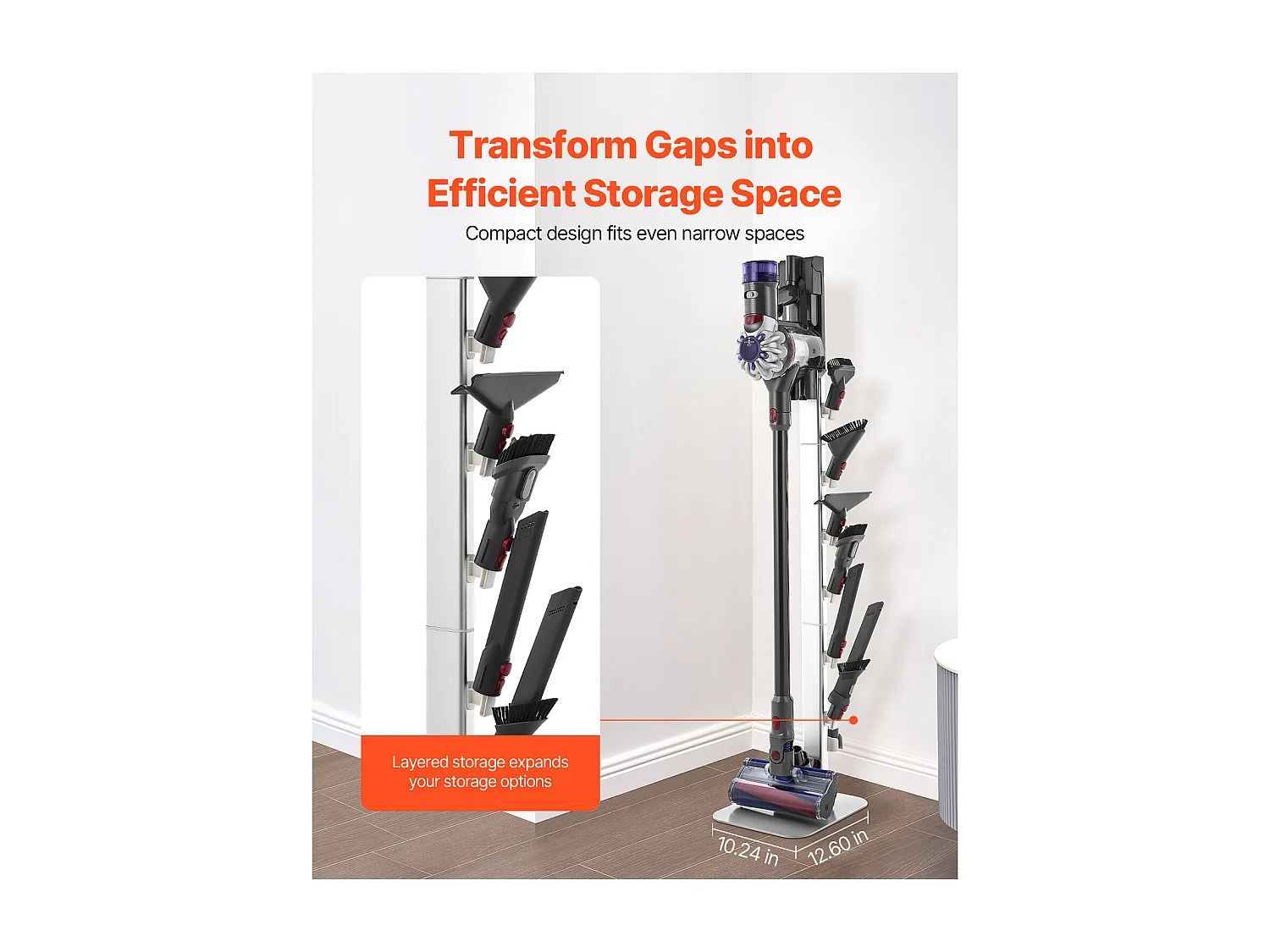 Soporte para Aspiradora Dyson SucceBuy Compatible con G5, V15, V12, V11, V10, V8, V7, V6, Soporte Vertical para Aspiradora con Accesorios, 6 Ganchos