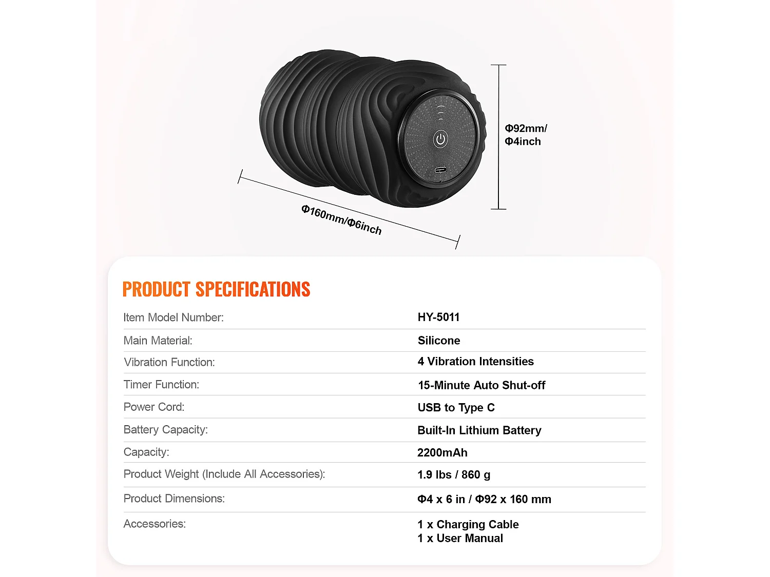 Wiederaufladbare Vibrierende Massagekugel SucceBuy, mit 4 Intensitätsstufen, zur Schmerzlinderung, zur Steigerung der Durchblutung