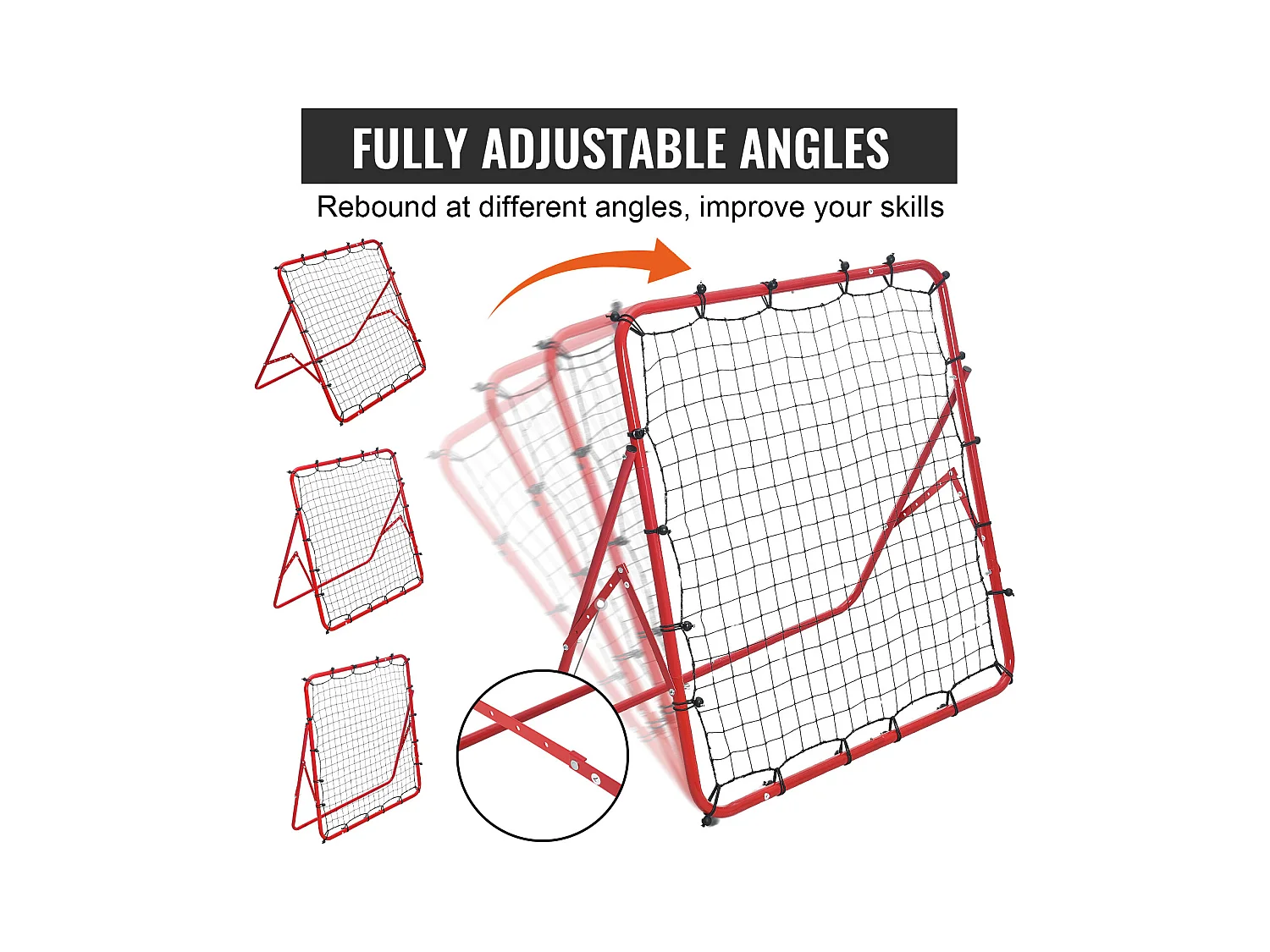 Filet de Rebond SucceBuy de Football, 99 x 99 cm, Équipement D'entraînement de Football en Fer Sac Portable