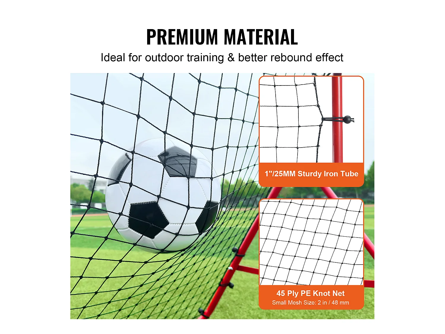 Filet de Rebond SucceBuy de Football, 99 x 99 cm, Équipement D'entraînement de Football en Fer Sac Portable