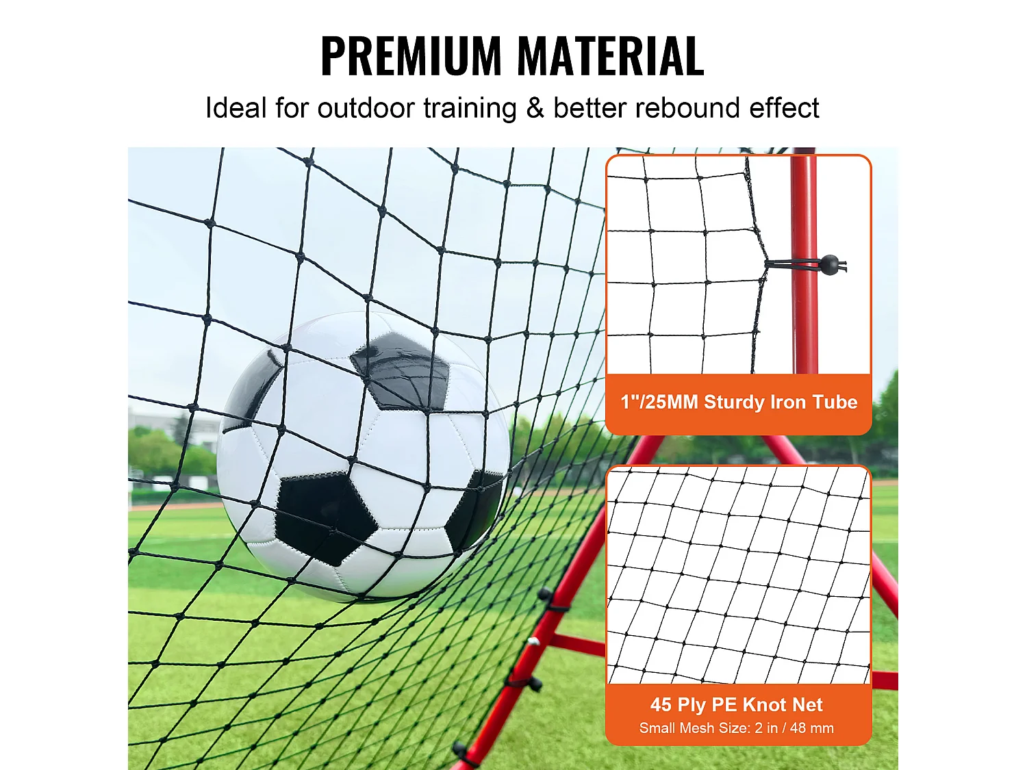 Filet de Rebond SucceBuy de Football, 99 x 99 cm, Équipement D'entraînement de Football en Fer Sac Portable