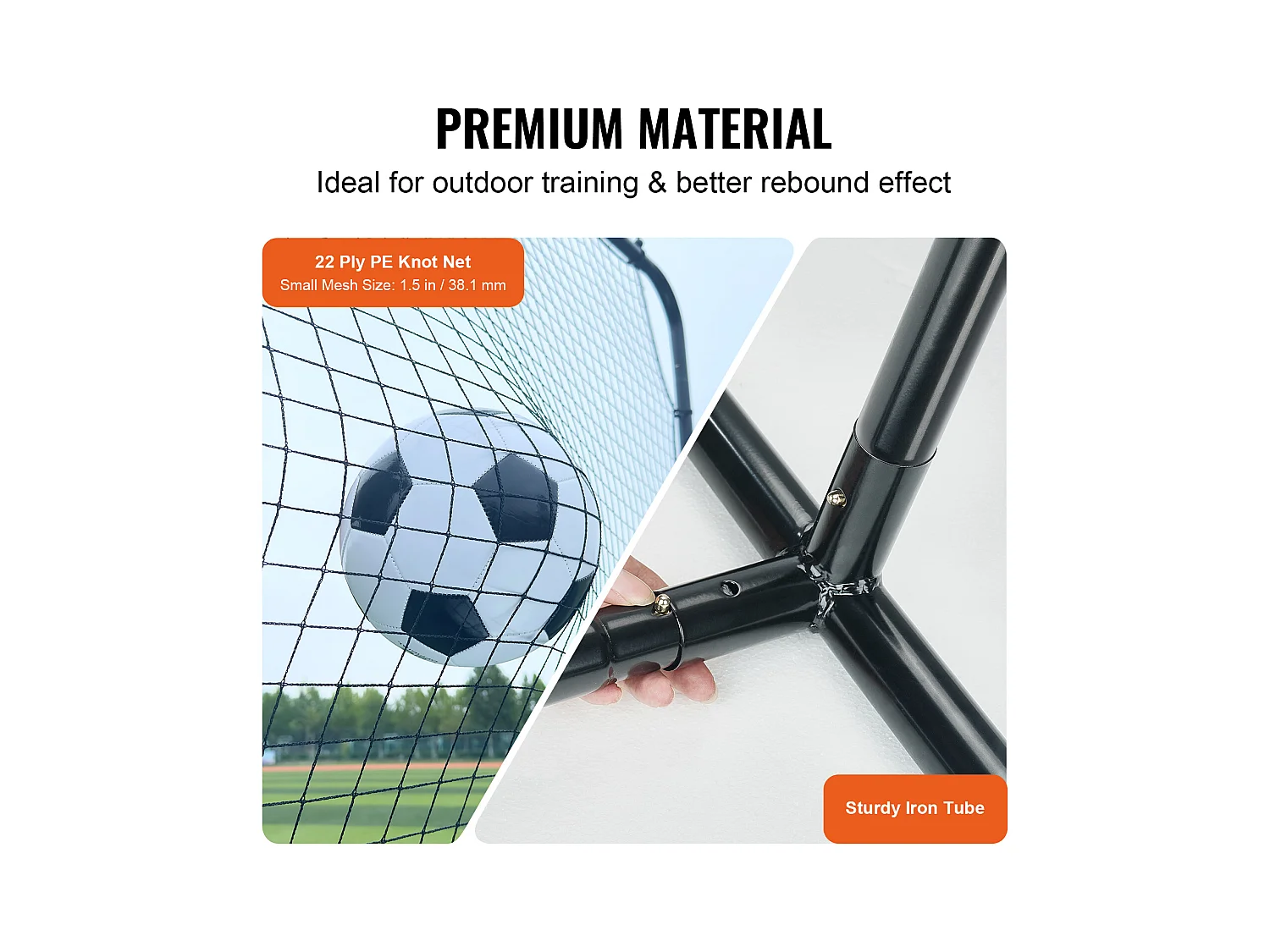 Filet de Rebond SucceBuy de Football, 366 x 183 cm, Équipement D'entraînement de Football en Fer Sac Portable