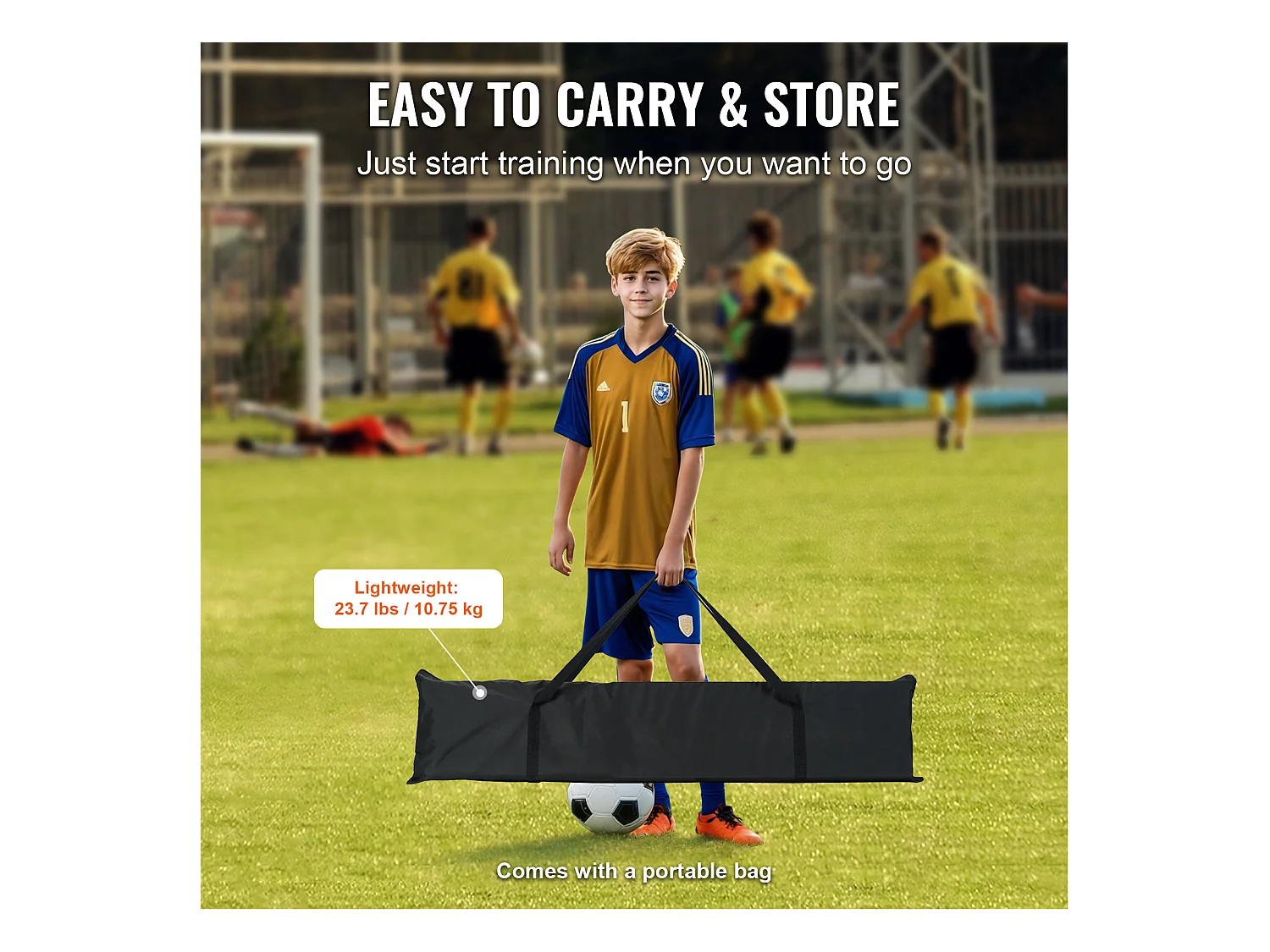 Filet de Rebond SucceBuy de Football, 366 x 183 cm, Équipement D'entraînement de Football en Fer Sac Portable