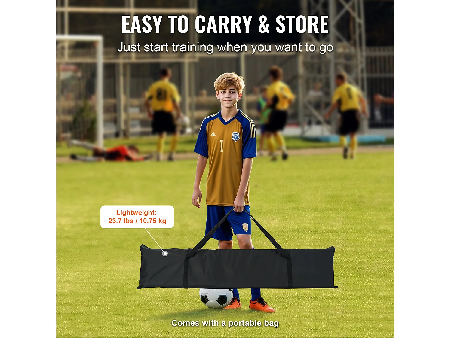 Filet de Rebond SucceBuy de Football, 366 x 183 cm, Équipement D'entraînement de Football en Fer Sac Portable