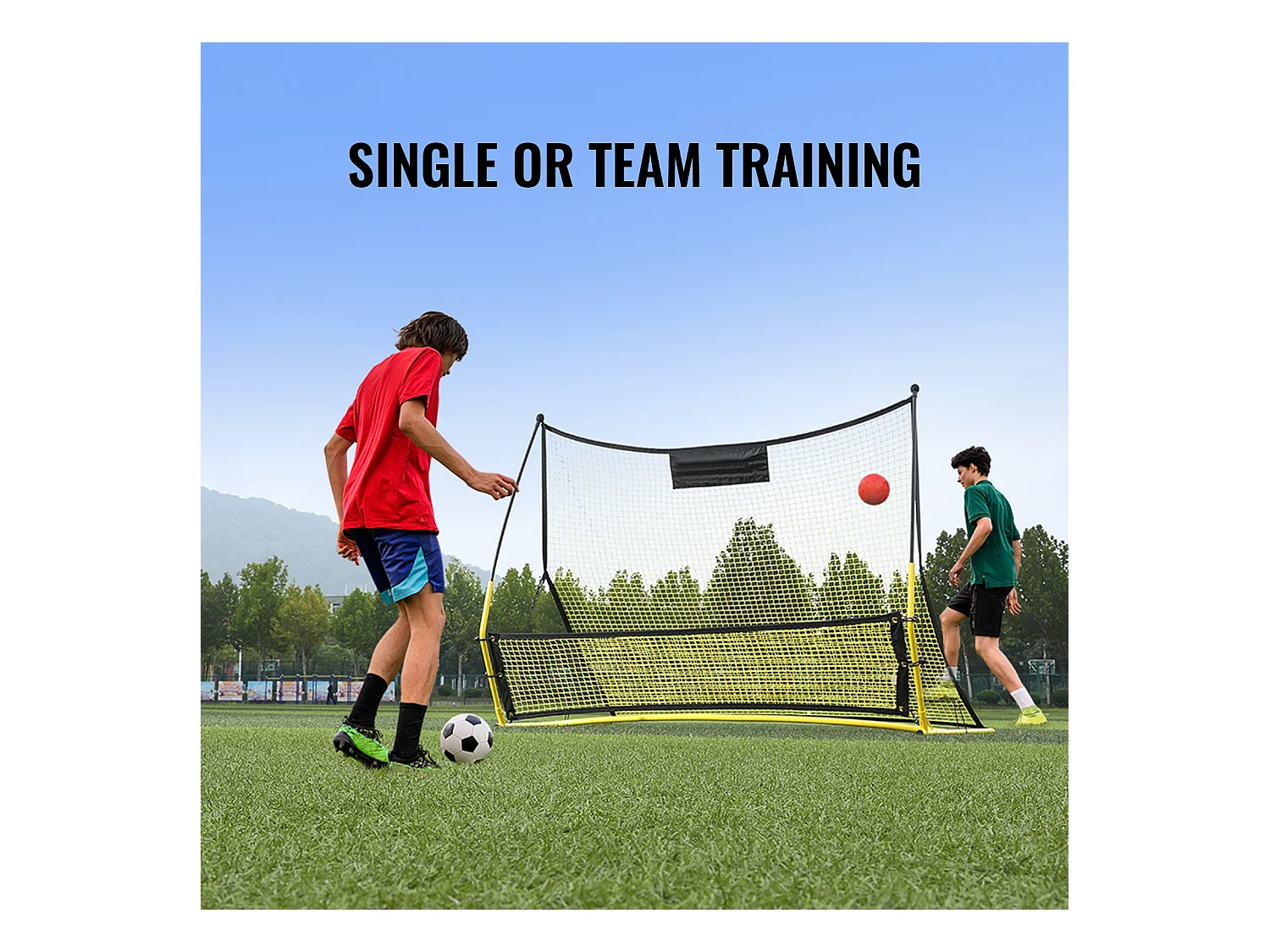 Filet de Rebond SucceBuy Portable 2 en 1 180 cmx102 cm pour Entraîneur de Football avec Sac, Idéal pour l'Entraînement en Équipe et en Solo