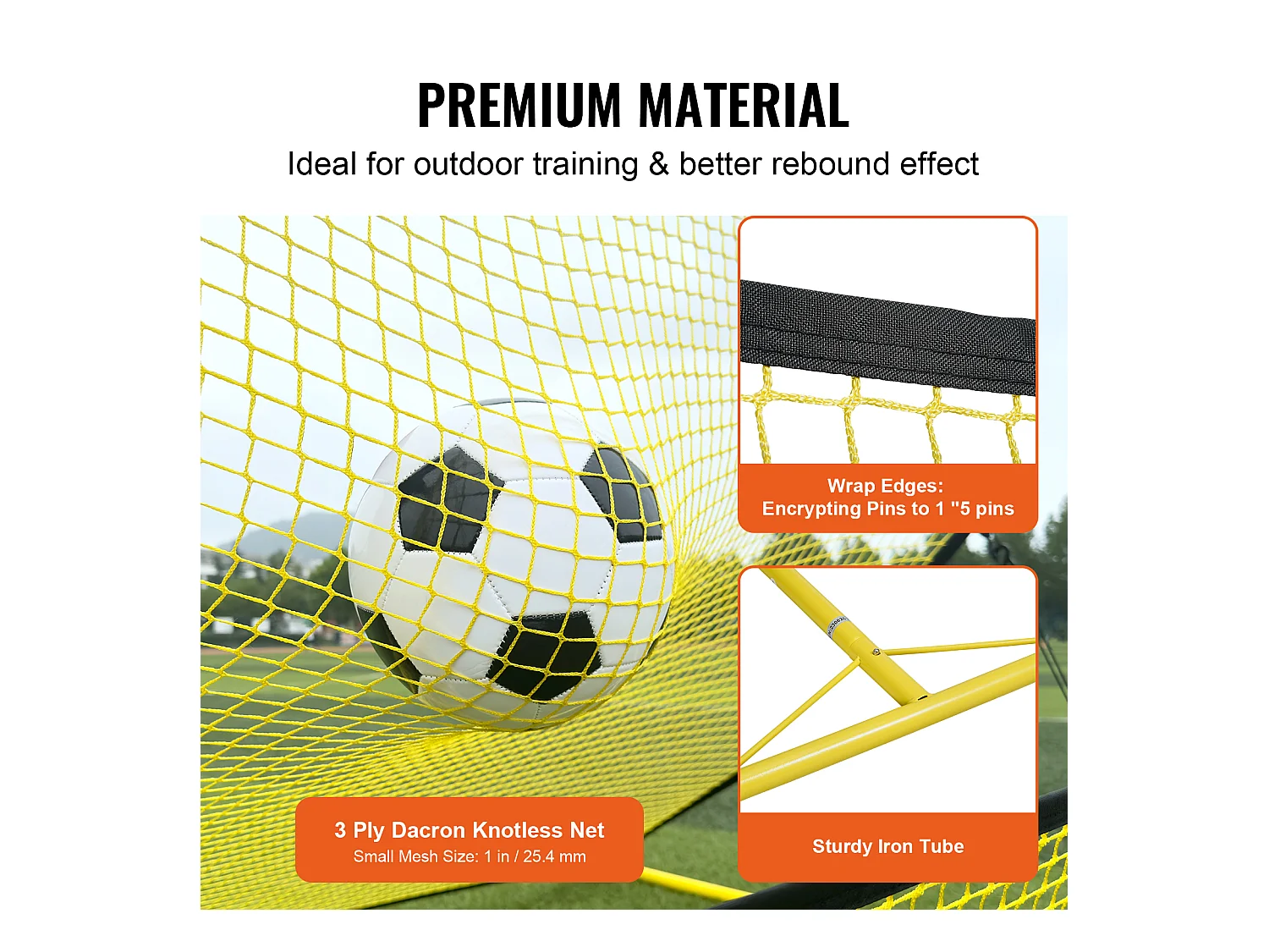 Filet de Rebond SucceBuy Portable 2 en 1 180 cmx102 cm pour Entraîneur de Football avec Sac, Idéal pour l'Entraînement en Équipe et en Solo