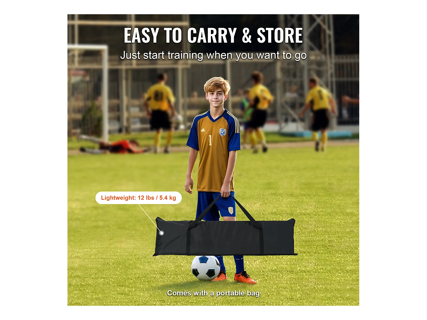 Filet de Rebond SucceBuy Portable 2 en 1 180 cmx102 cm pour Entraîneur de Football avec Sac, Idéal pour l'Entraînement en Équipe et en Solo