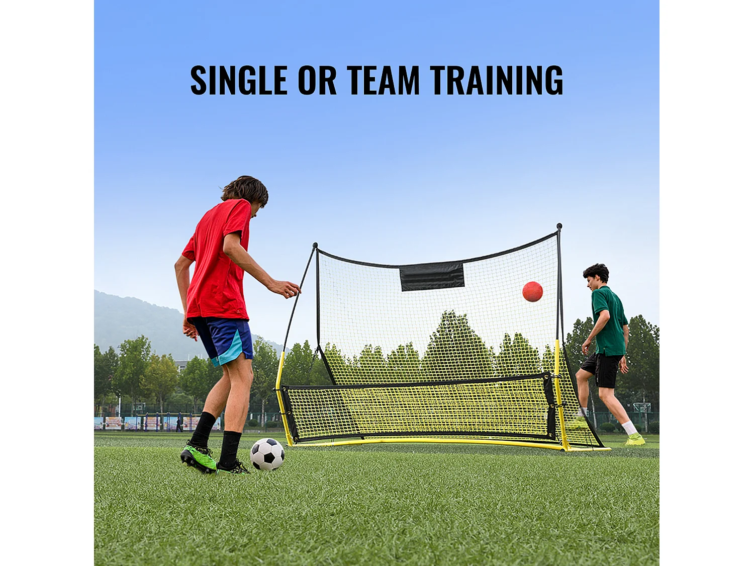 Filet de Rebond SucceBuy Portable 2 en 1 180 cmx102 cm pour Entraîneur de Football avec Sac, Idéal pour l'Entraînement en Équipe et en Solo