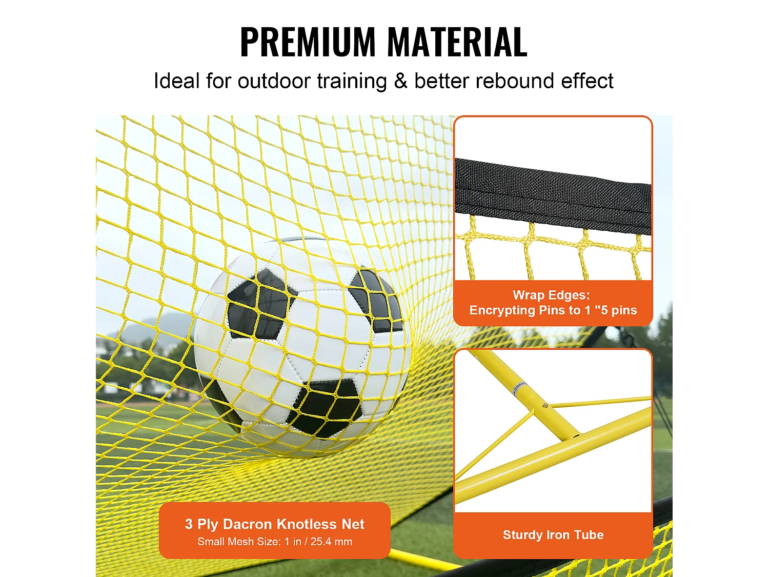 Filet de Rebond SucceBuy Portable 2 en 1 180 cmx102 cm pour Entraîneur de Football avec Sac, Idéal pour l'Entraînement en Équipe et en Solo