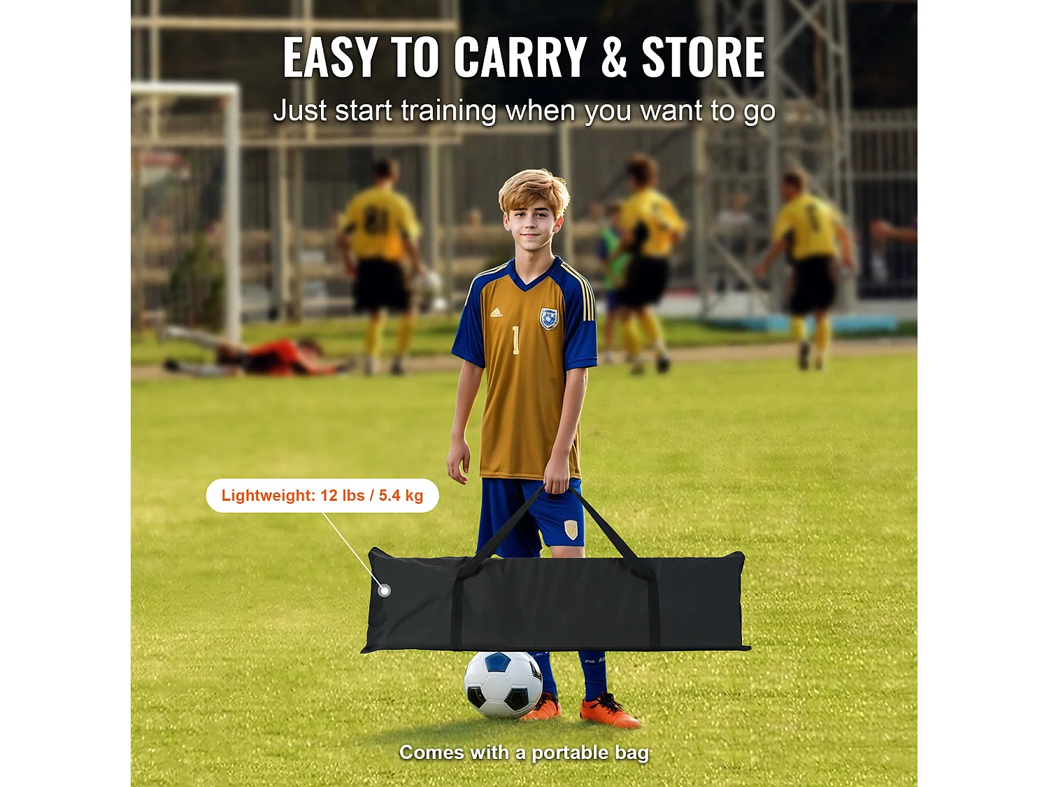 Filet de Rebond SucceBuy Portable 2 en 1 180 cmx102 cm pour Entraîneur de Football avec Sac, Idéal pour l'Entraînement en Équipe et en Solo