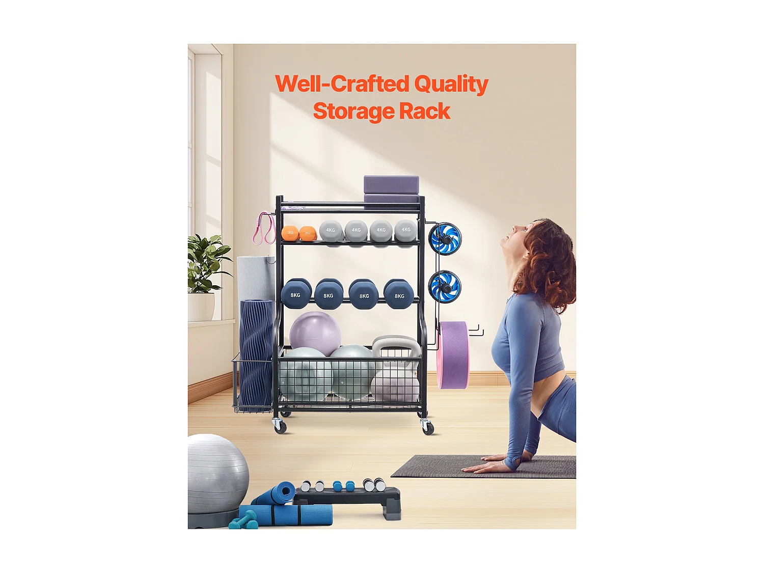 Organiseur de Salle SucceBuy de Sport, Rangement pour Tapis de Yoga, Support de Poids et Support d'Haltères