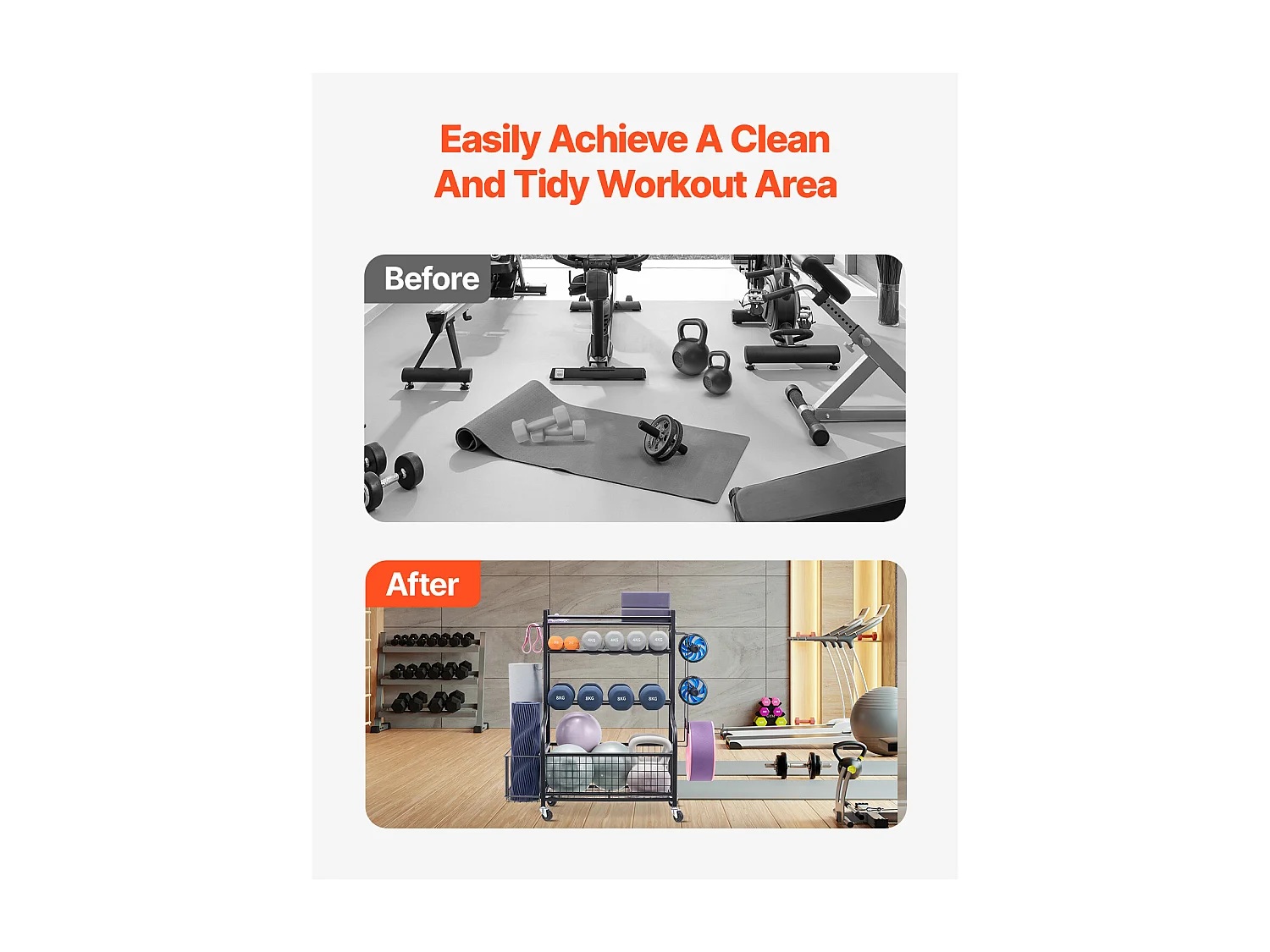 Organiseur de Salle SucceBuy de Sport, Rangement pour Tapis de Yoga, Support de Poids et Support d'Haltères