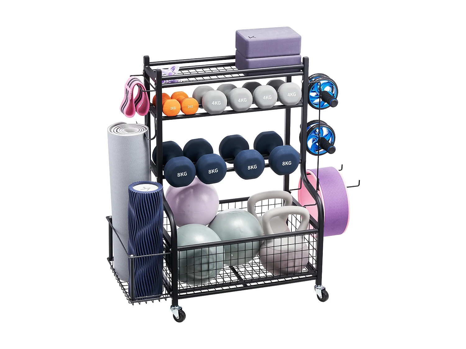 Organiseur de Salle SucceBuy de Sport, Rangement pour Tapis de Yoga, Support de Poids et Support d'Haltères