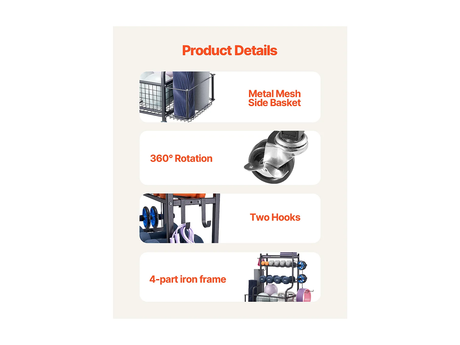 Organiseur de Salle SucceBuy de Sport, Rangement pour Tapis de Yoga, Support de Poids et Support d'Haltères