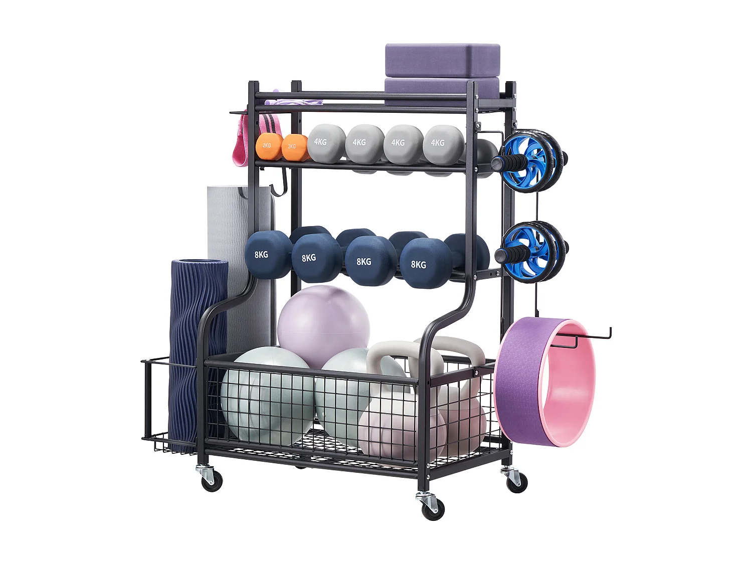 Organiseur de Salle SucceBuy de Sport, Rangement pour Tapis de Yoga, Support de Poids et Support d'Haltères