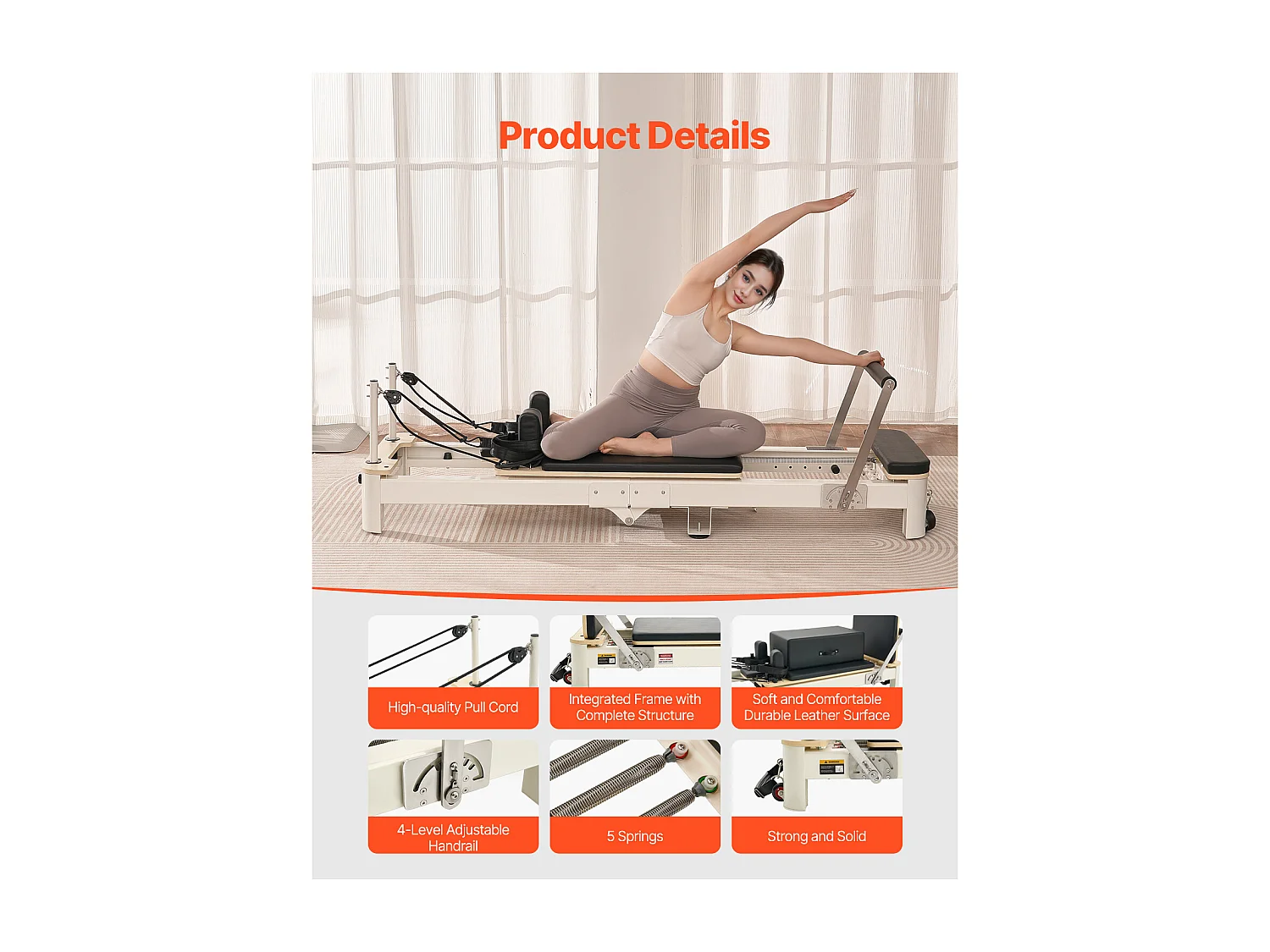 Maszyna do Pilatesu SucceBuy Pilates Reformer Składana Maszyna do Pilatesa z Oporem do Siłowni