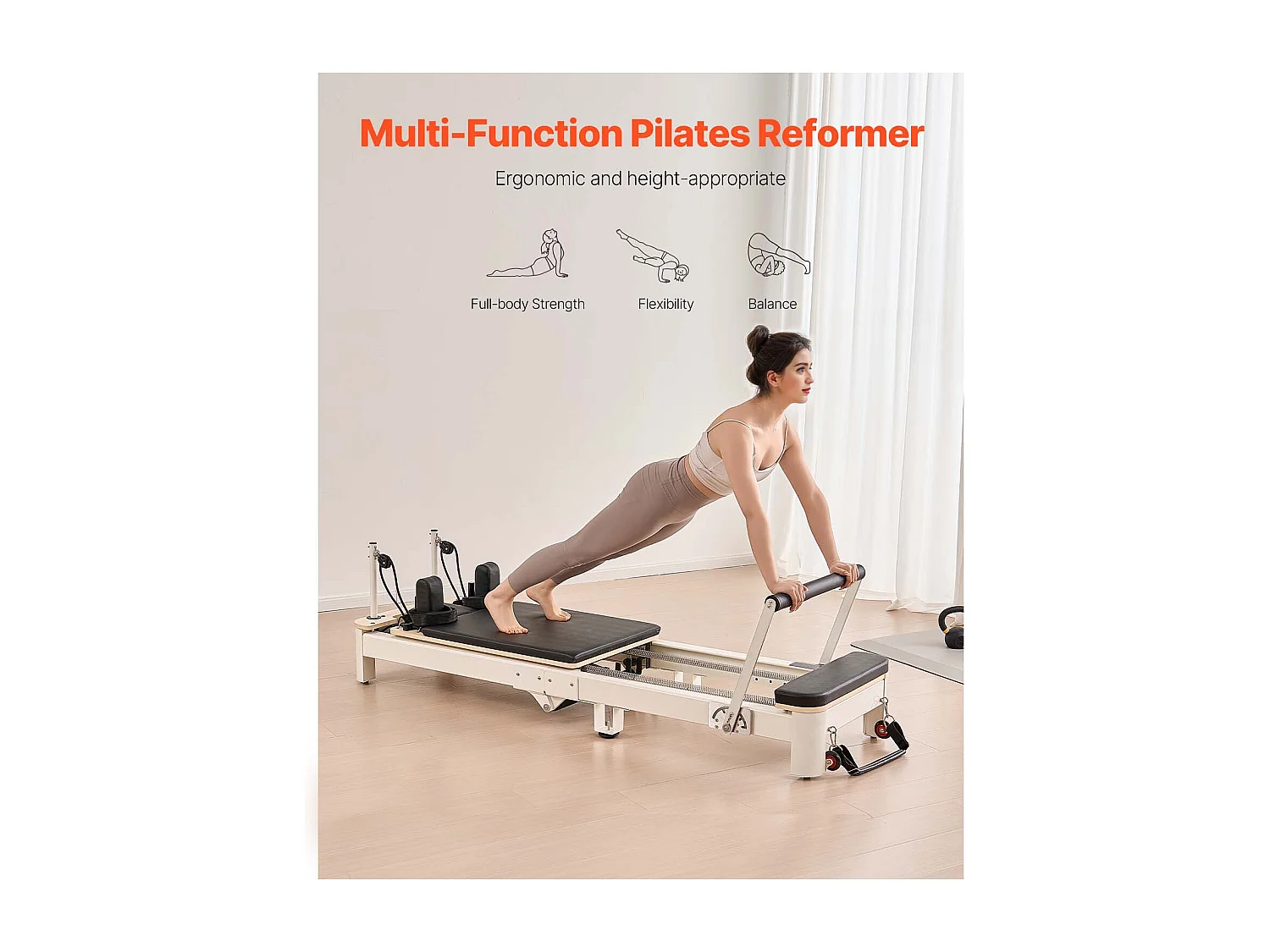 Maszyna do Pilatesu SucceBuy Pilates Reformer Składana Maszyna do Pilatesa z Oporem do Siłowni