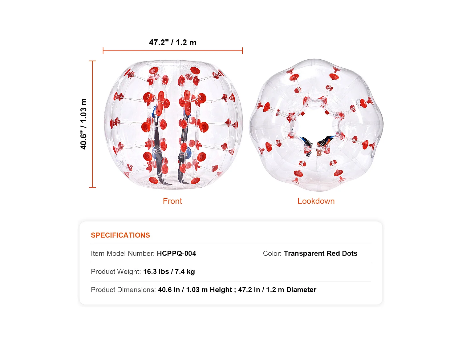 Ballon Pare-Chocs Gonflable SucceBuy, en PVC de 1,2 m, Lot de 1, pour Adolescent et Adulte