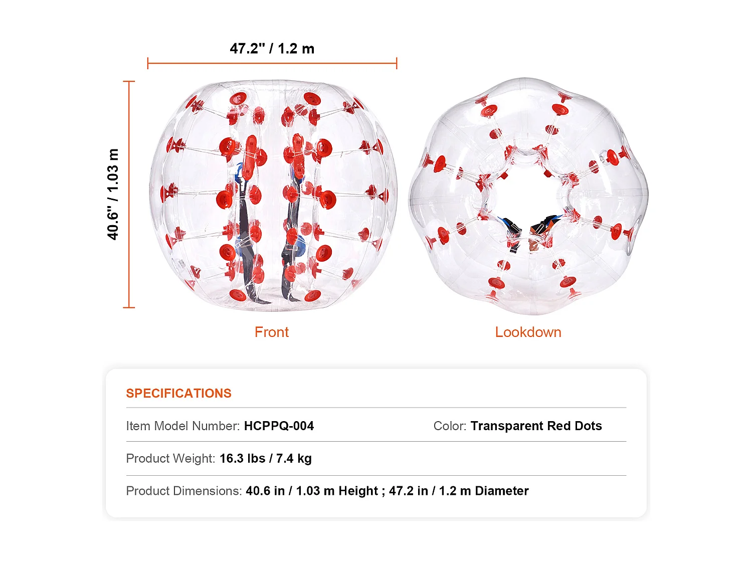 Ballon Pare-Chocs Gonflable SucceBuy, en PVC de 1,2 m, Lot de 1, pour Adolescent et Adulte