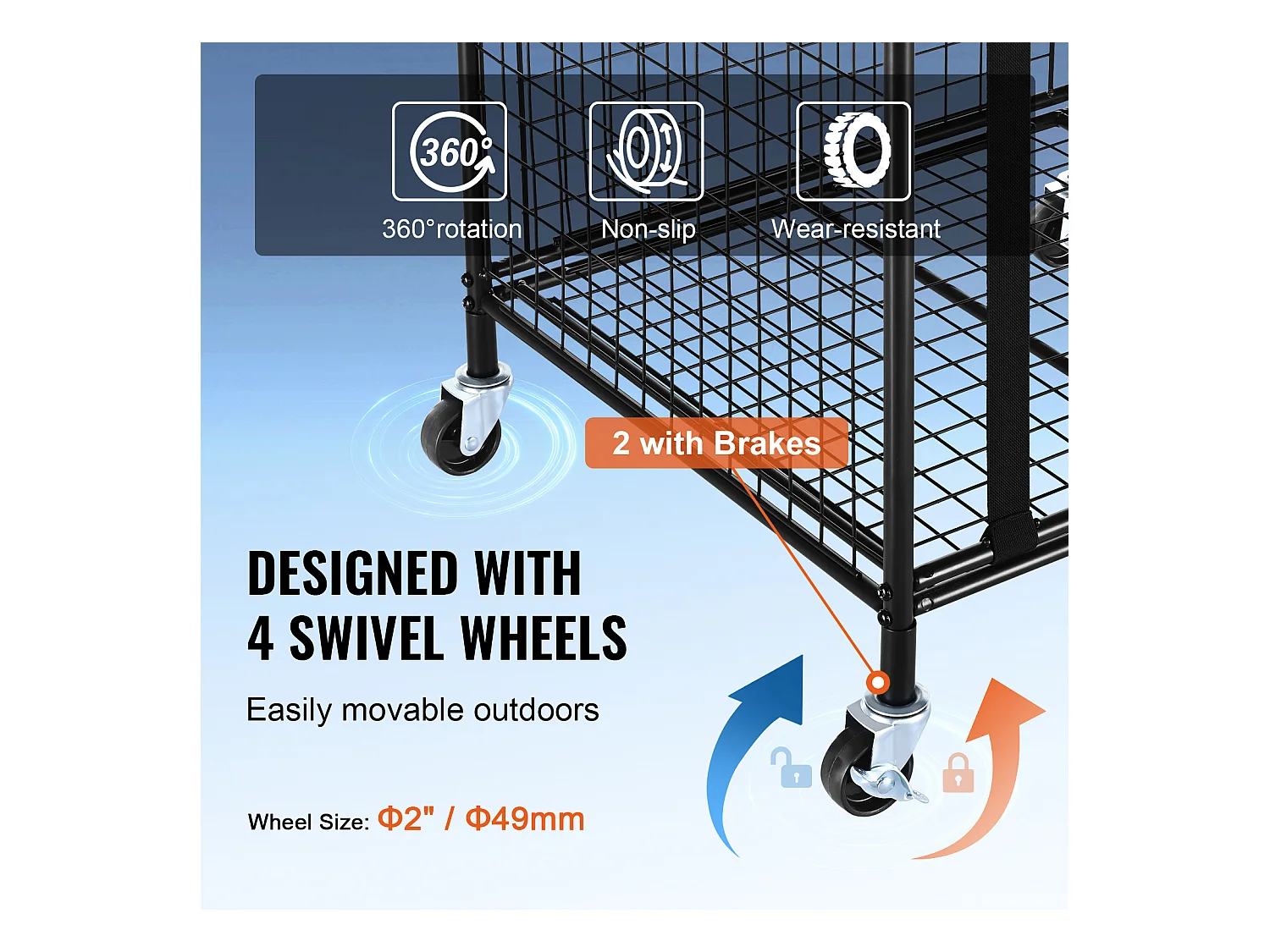 Chariot à Ballons SucceBuy Chariot de Rangement à Roulettes pour Ballons de Sport, Organisateur d'Équipement en Acier pour Garages