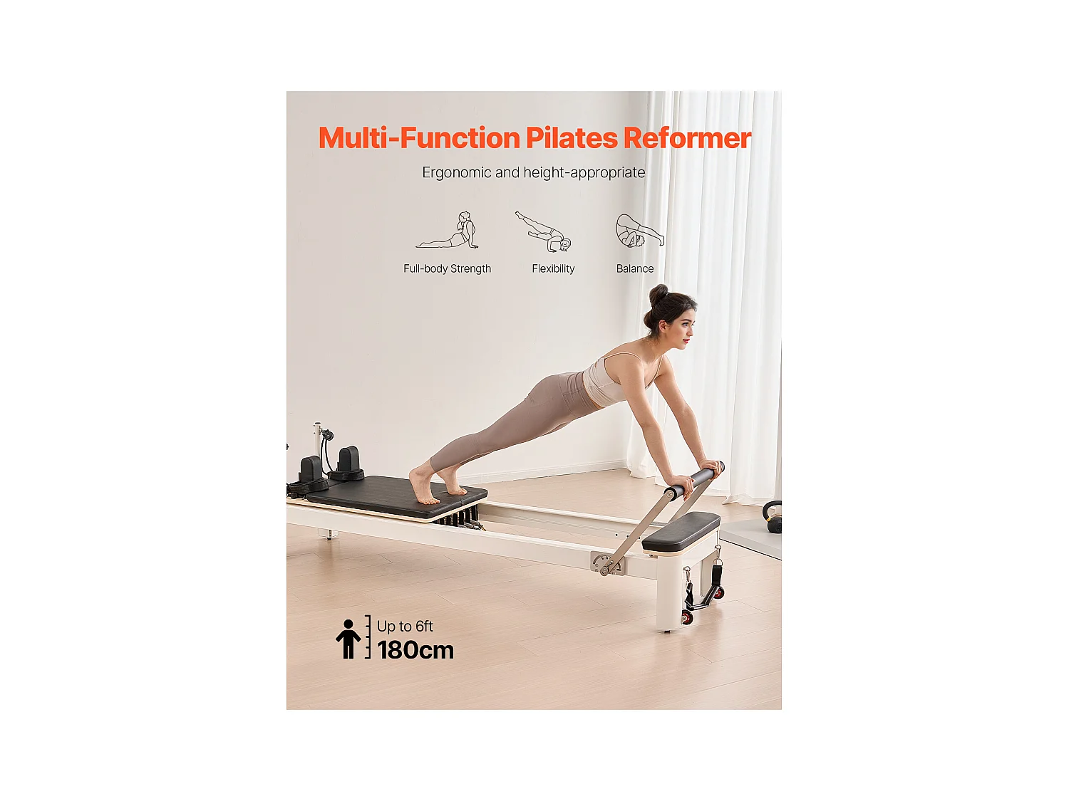 Pilates-apparaat SucceBuy Pilates Reformer Pilatesmachine met Weerstand voor Thuisgym
