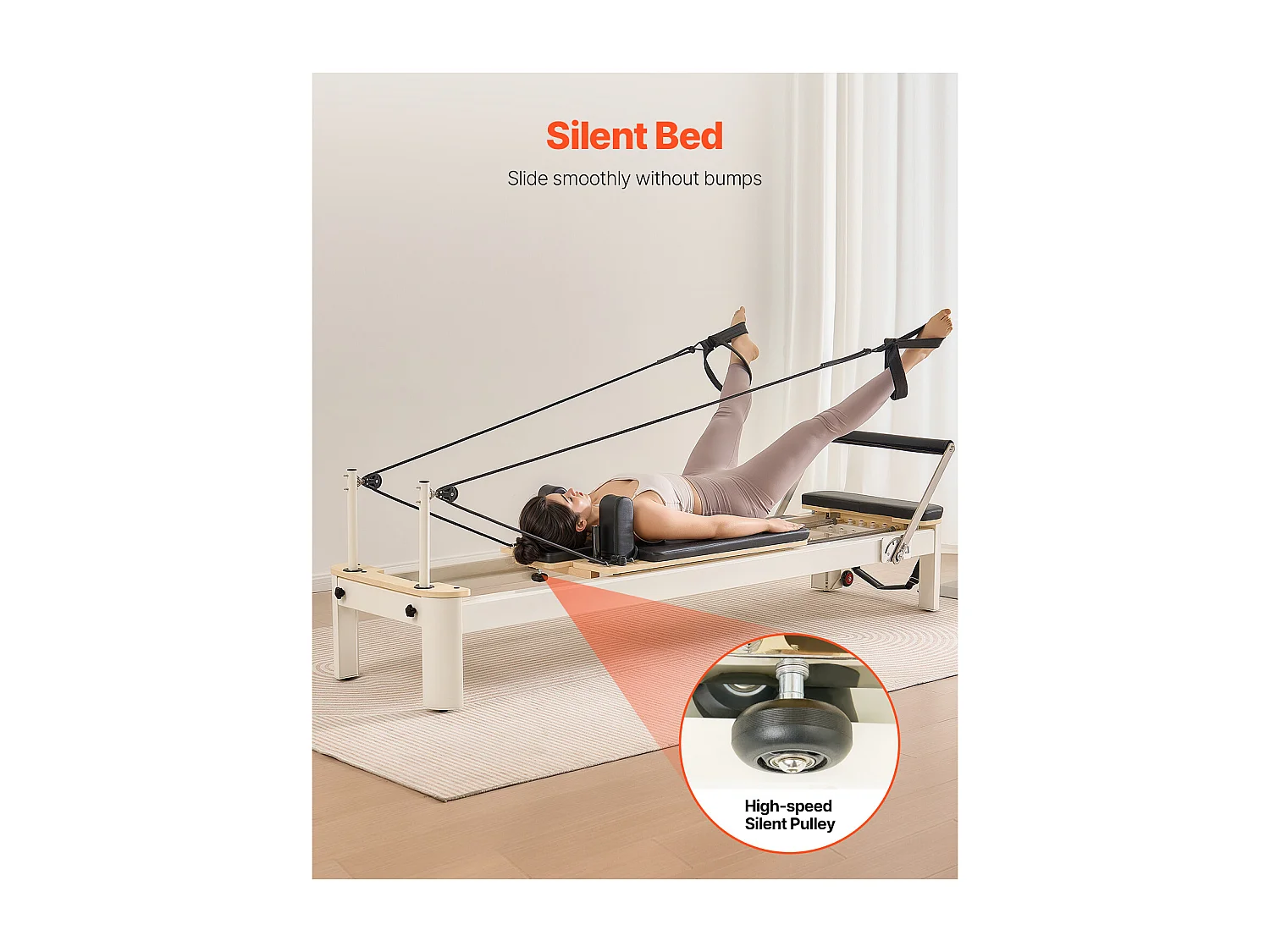 Maszyna do Pilatesu SucceBuy Pilates Reformer, Drewniany Sprzęt do Pilatesu z Oporem do Domowej Siłowni