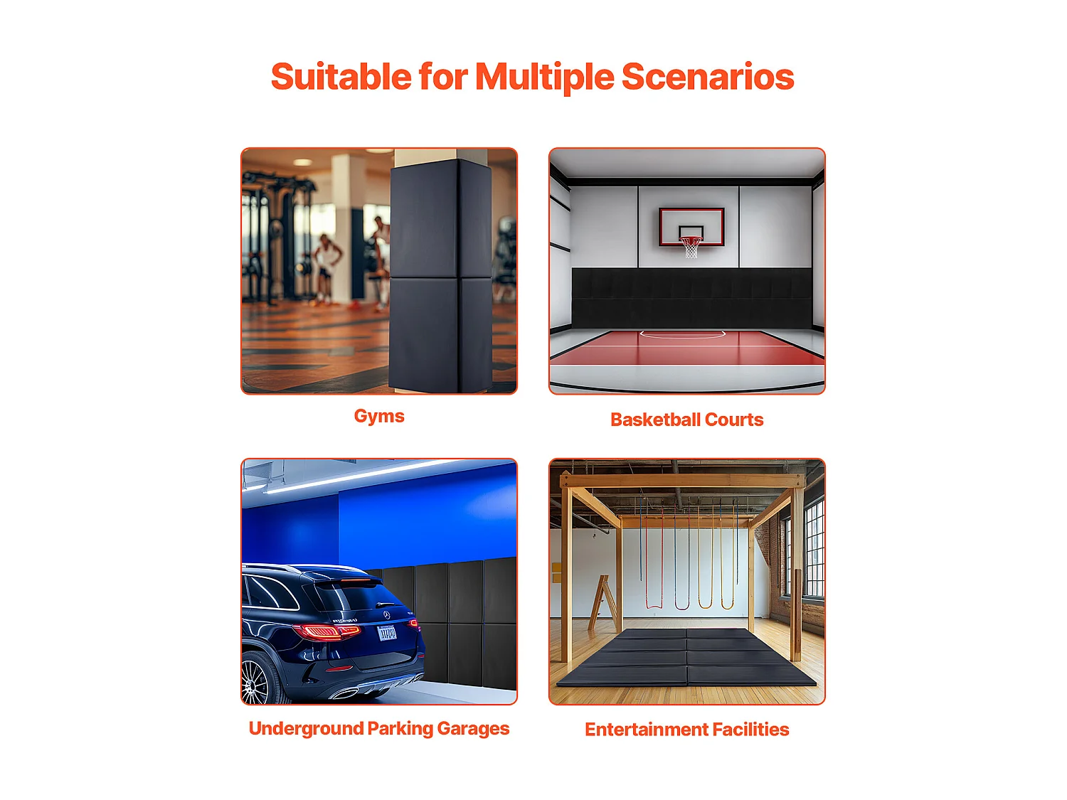 Crash Pad SucceBuy Imbottitura per Pareti da Palestra - Tappetino da Basket Impermeabile, Spessore 5 cm, per Campo da Basket e Garage