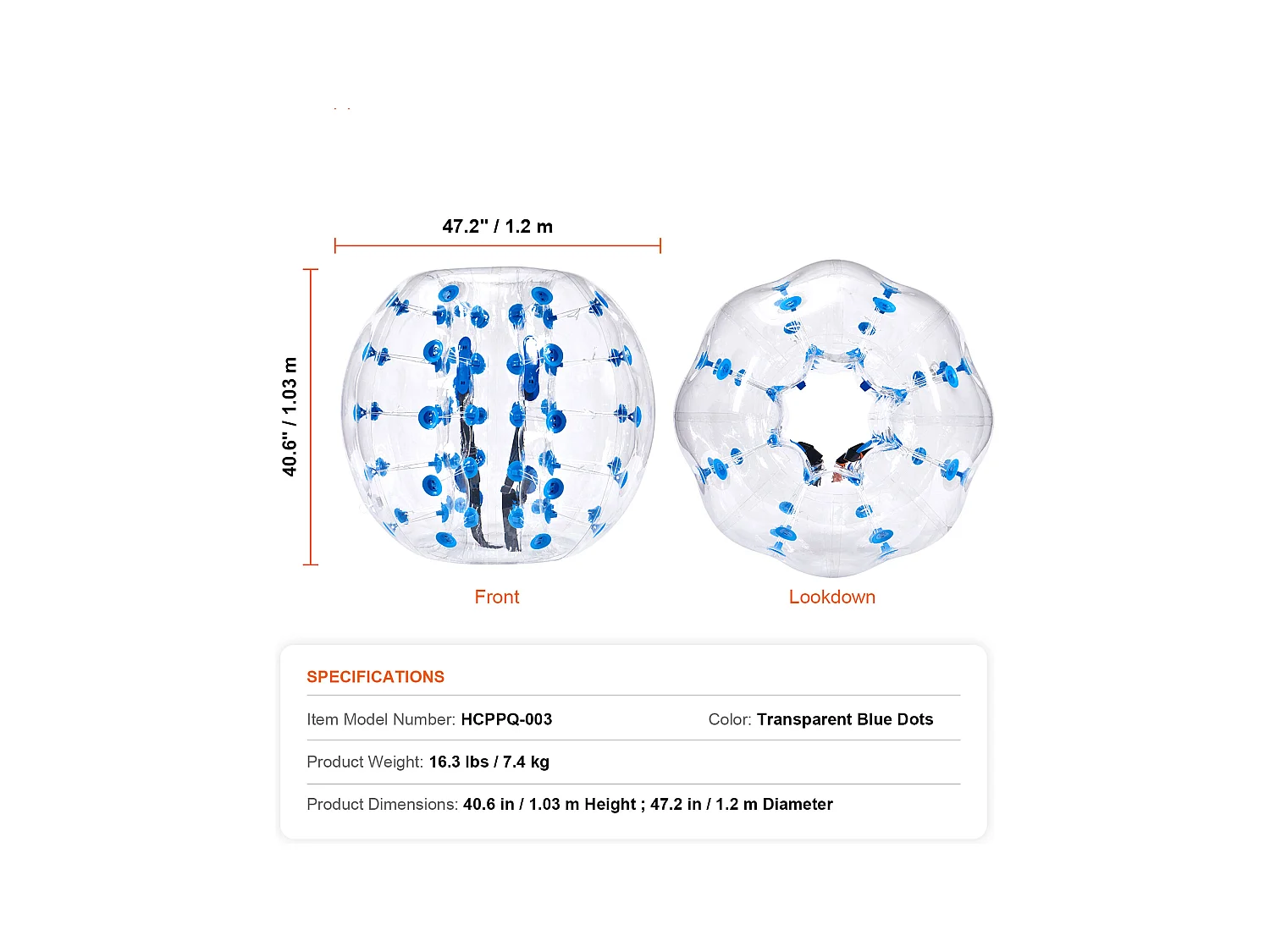 Ballon Pare-Chocs Gonflable SucceBuy, en PVC de 1,2 m, Lot de 1, pour Adolescents