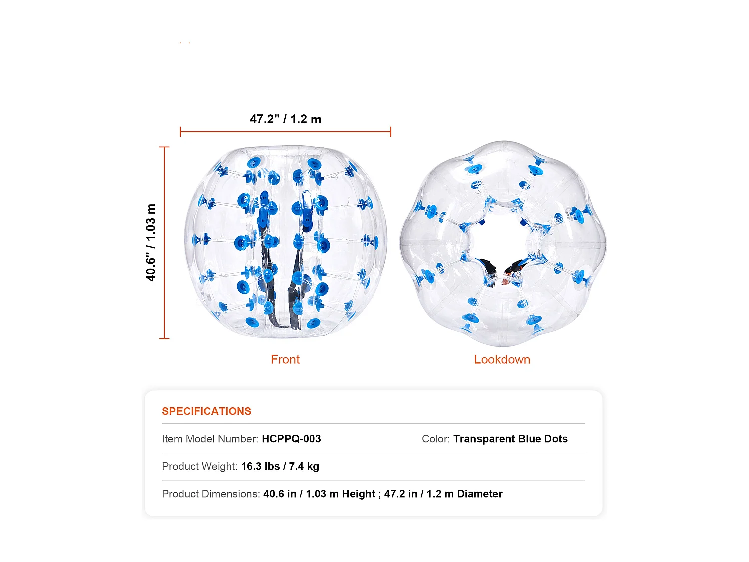 Ballon Pare-Chocs Gonflable SucceBuy, en PVC de 1,2 m, Lot de 1, pour Adolescents
