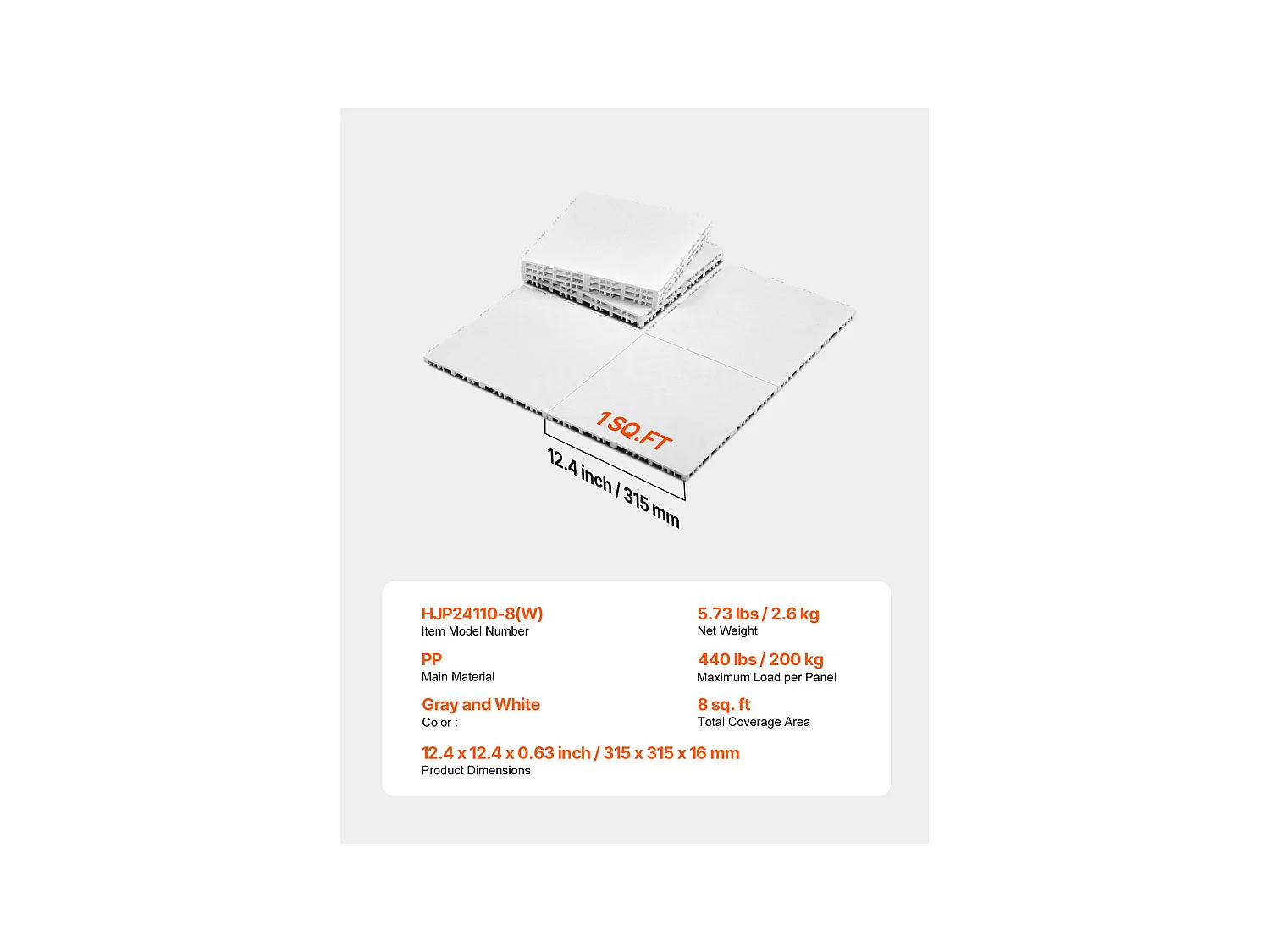 Revêtements de Sol SucceBuy 8 - Ensemble de Dalles de Sol de Salle de Sport à Emboîter en Gris Cendré pour Tapis d'Entraînement