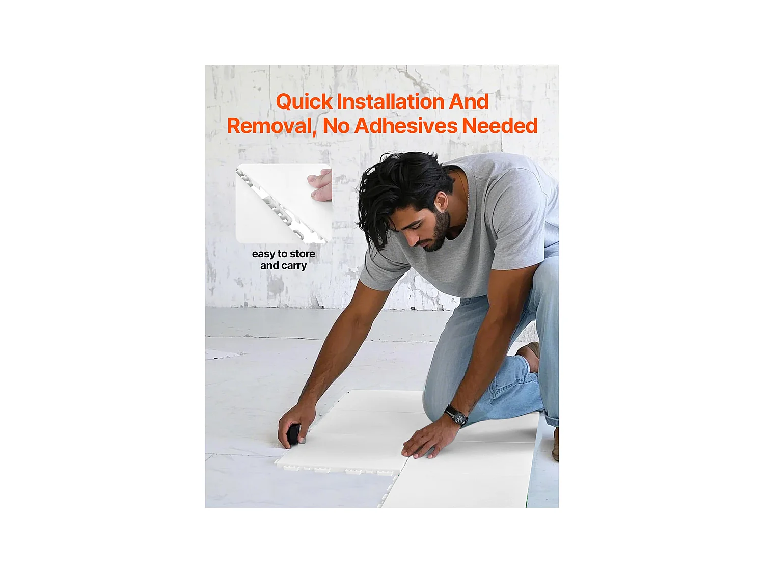 Revêtements de Sol SucceBuy 8 - Ensemble de Dalles de Sol de Salle de Sport à Emboîter en Gris Cendré pour Tapis d'Entraînement